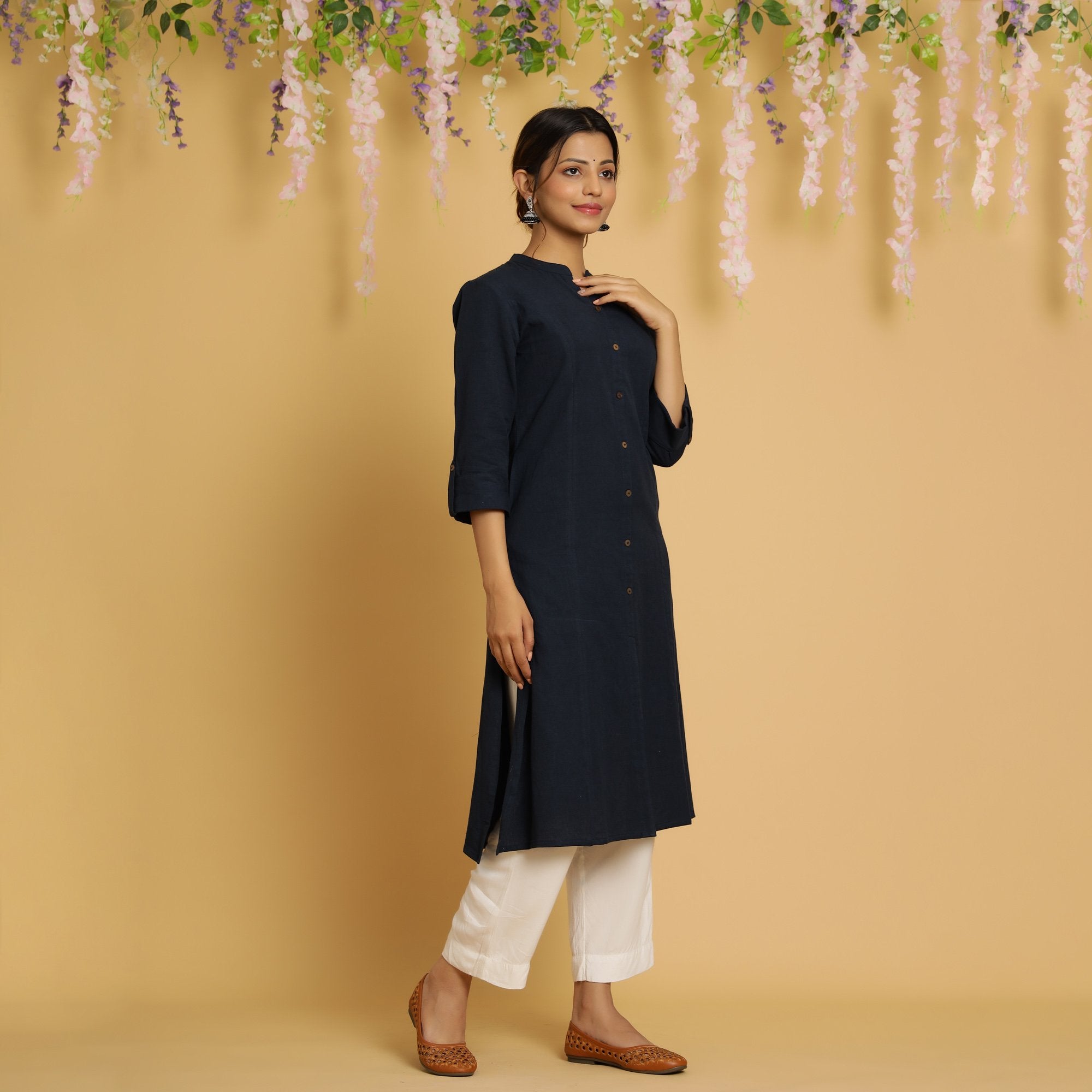 Rang Deep Navy Blue Cotton Flex Kurta
