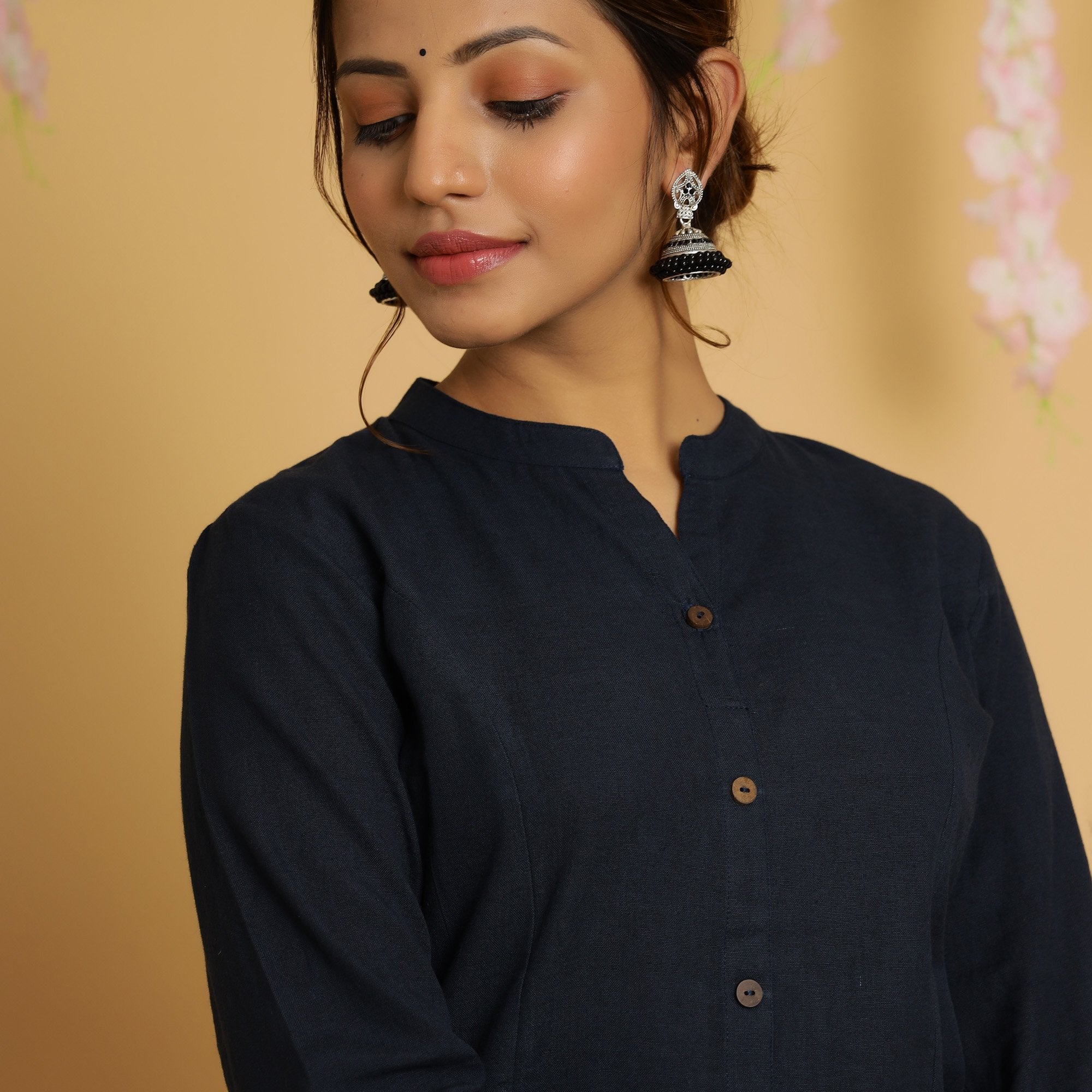 Rang Deep Navy Blue Cotton Flex Kurta
