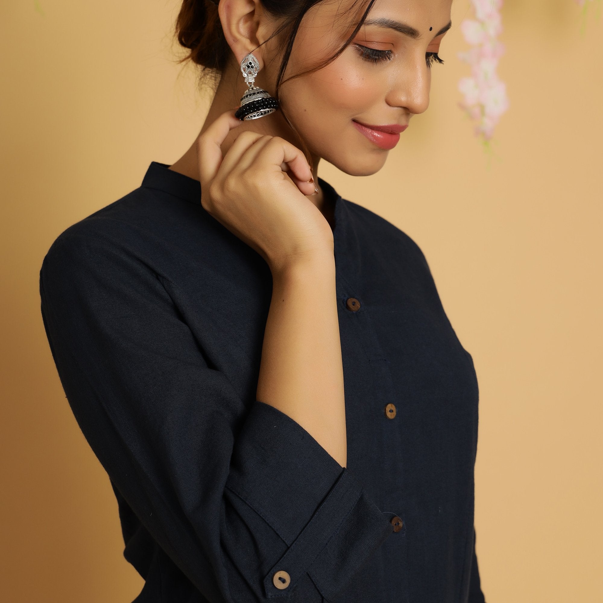 Rang Deep Navy Blue Cotton Flex Kurta