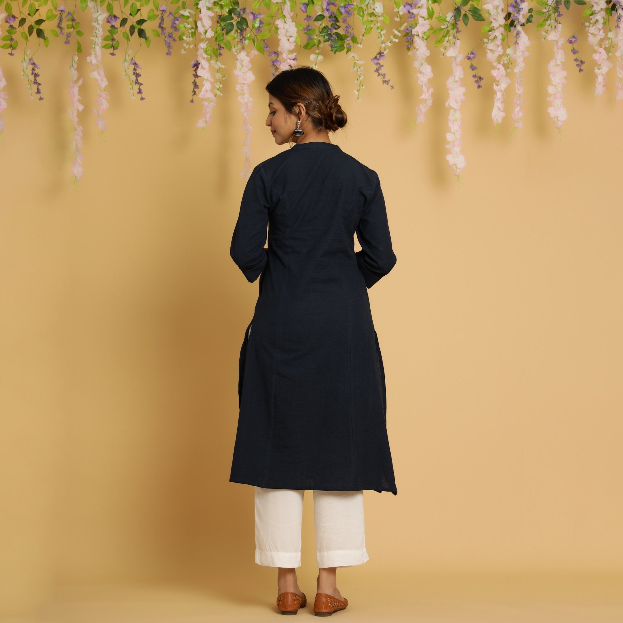 Rang Deep Navy Blue Cotton Flex Kurta