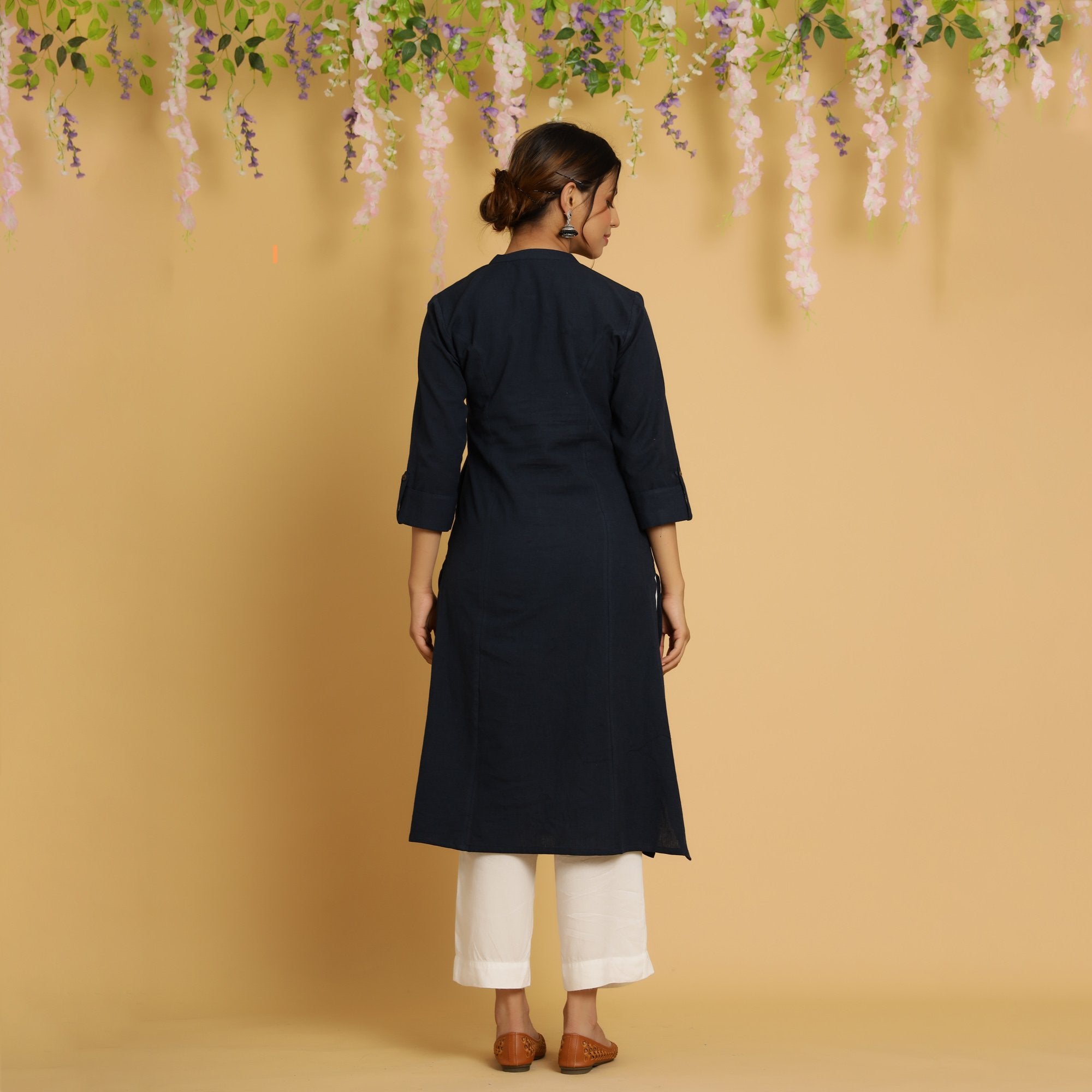 Rang Deep Navy Blue Cotton Flex Kurta