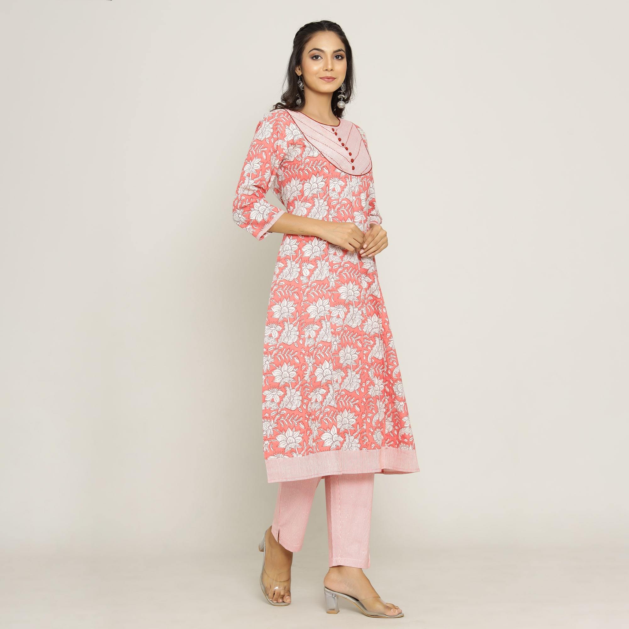 Rang Deep Women Pink Cotton Kurti