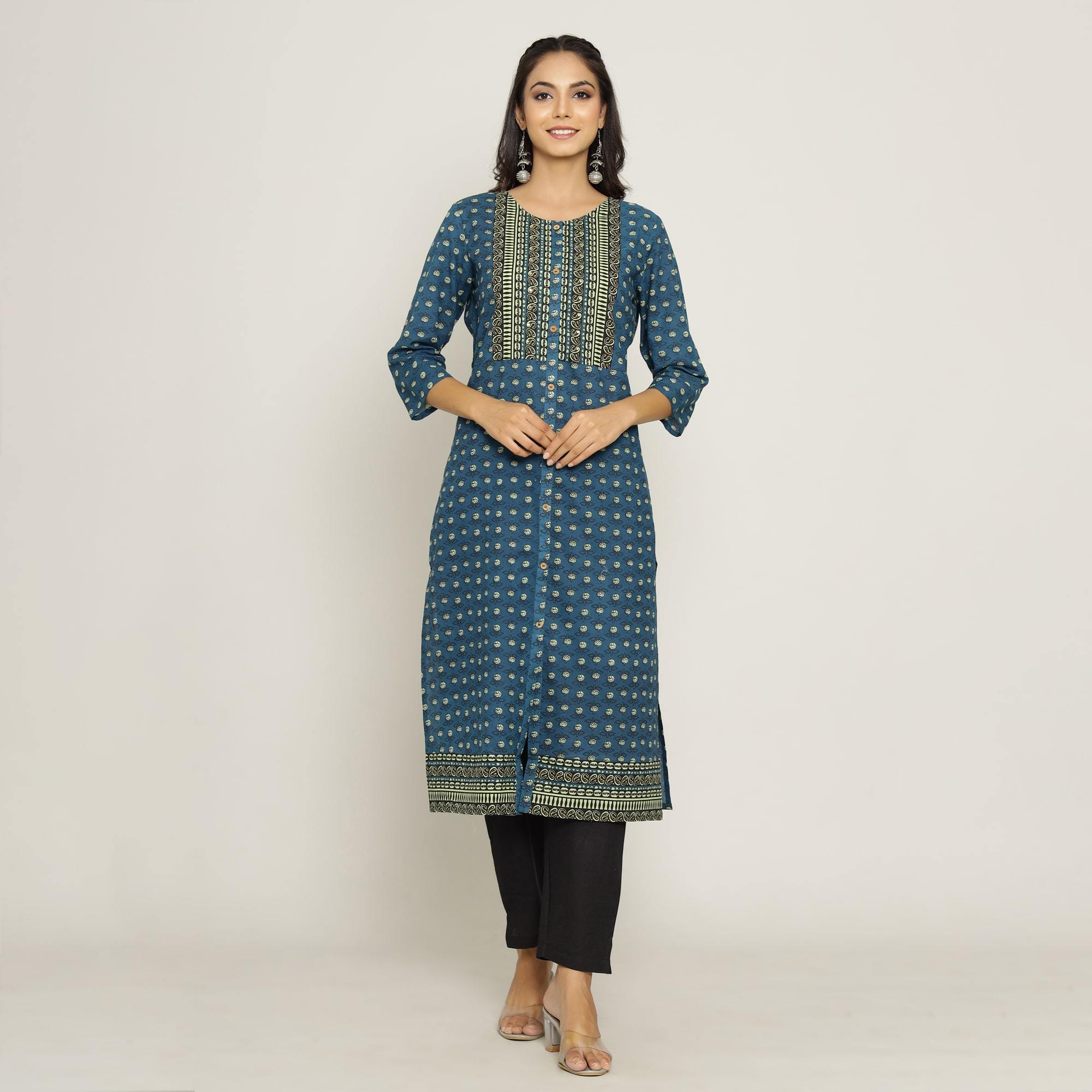 Rang Deep Women Blue Cotton Kurti