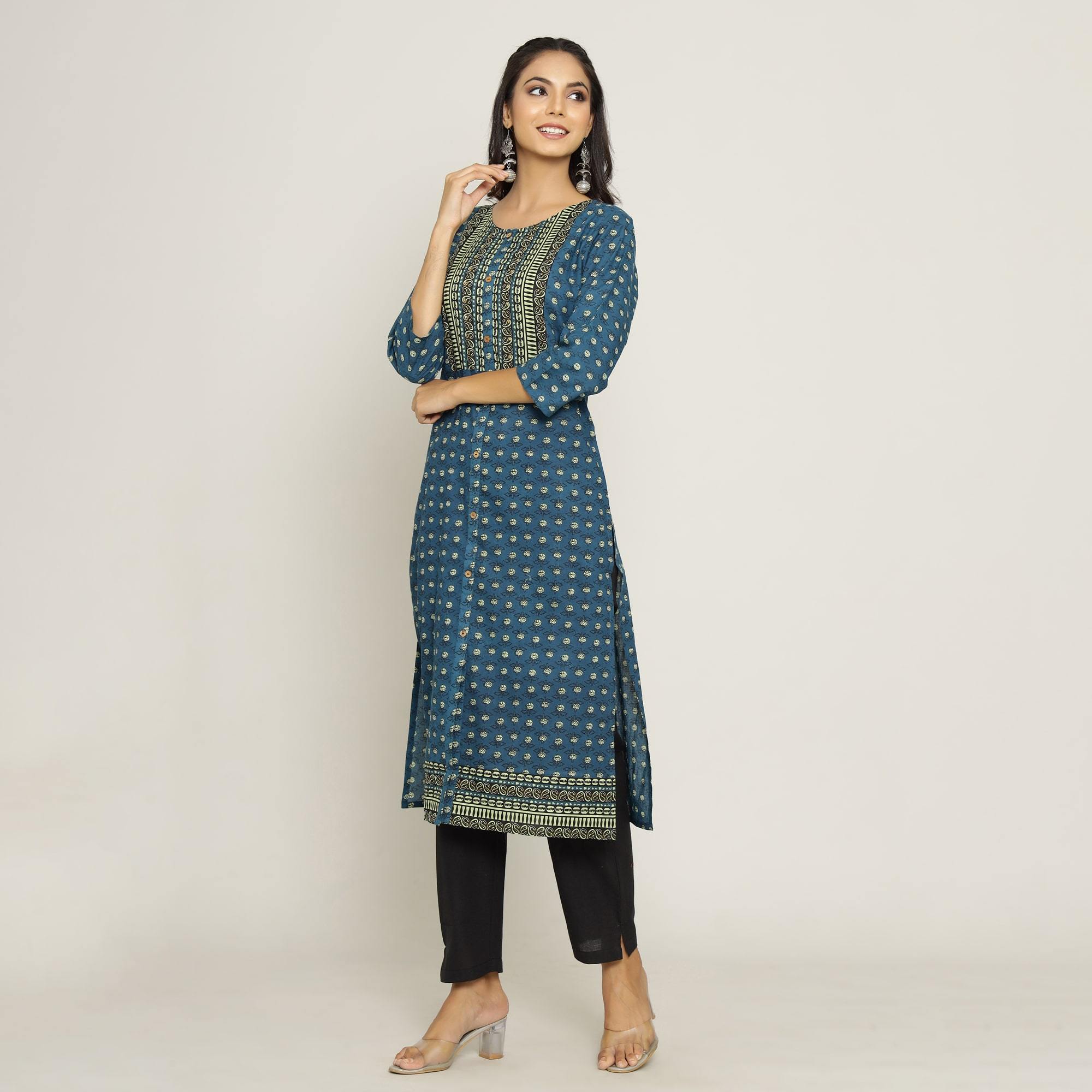 Rang Deep Women Blue Cotton Kurti