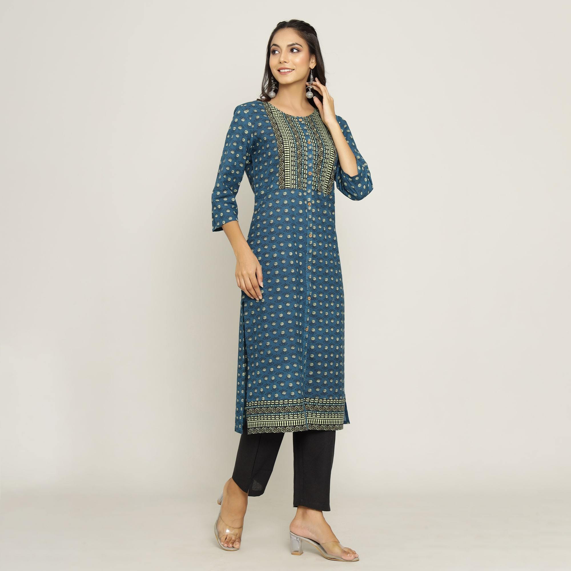Rang Deep Women Blue Cotton Kurti