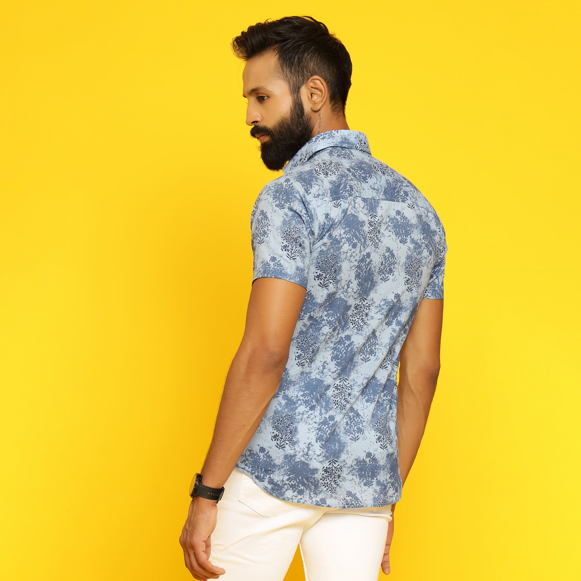 Sanskruti Homes Light Blue Cotton Printed Shirt