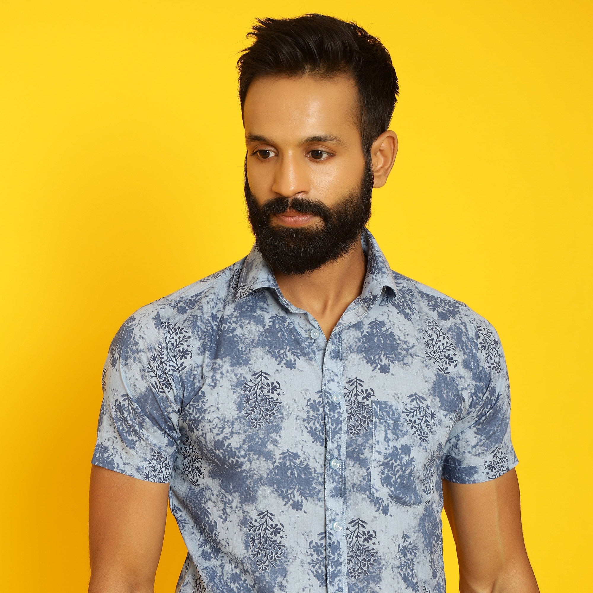 Sanskruti Homes Light Blue Cotton Printed Shirt