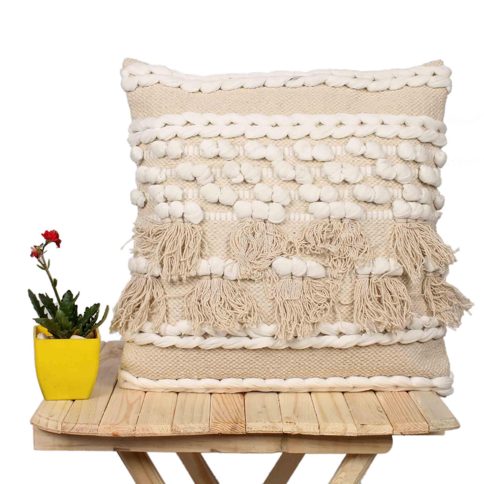 Hand-made 100 % Cotton woven Cushion Covers - SanskrutiHomes
