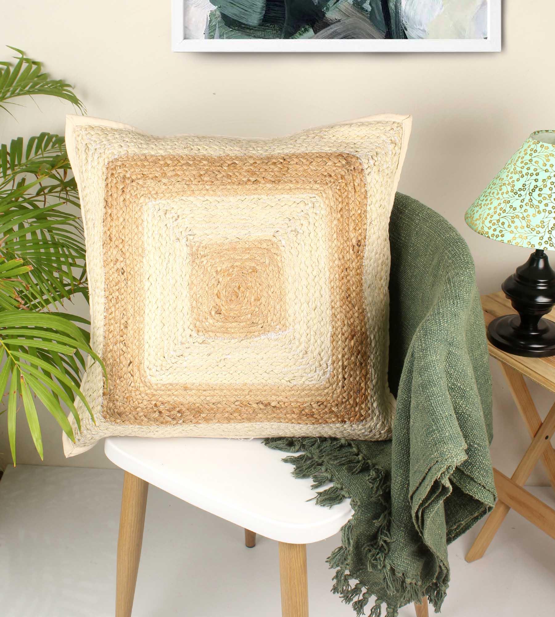 Hand-made Jute Cushion Cover - SanskrutiHomes