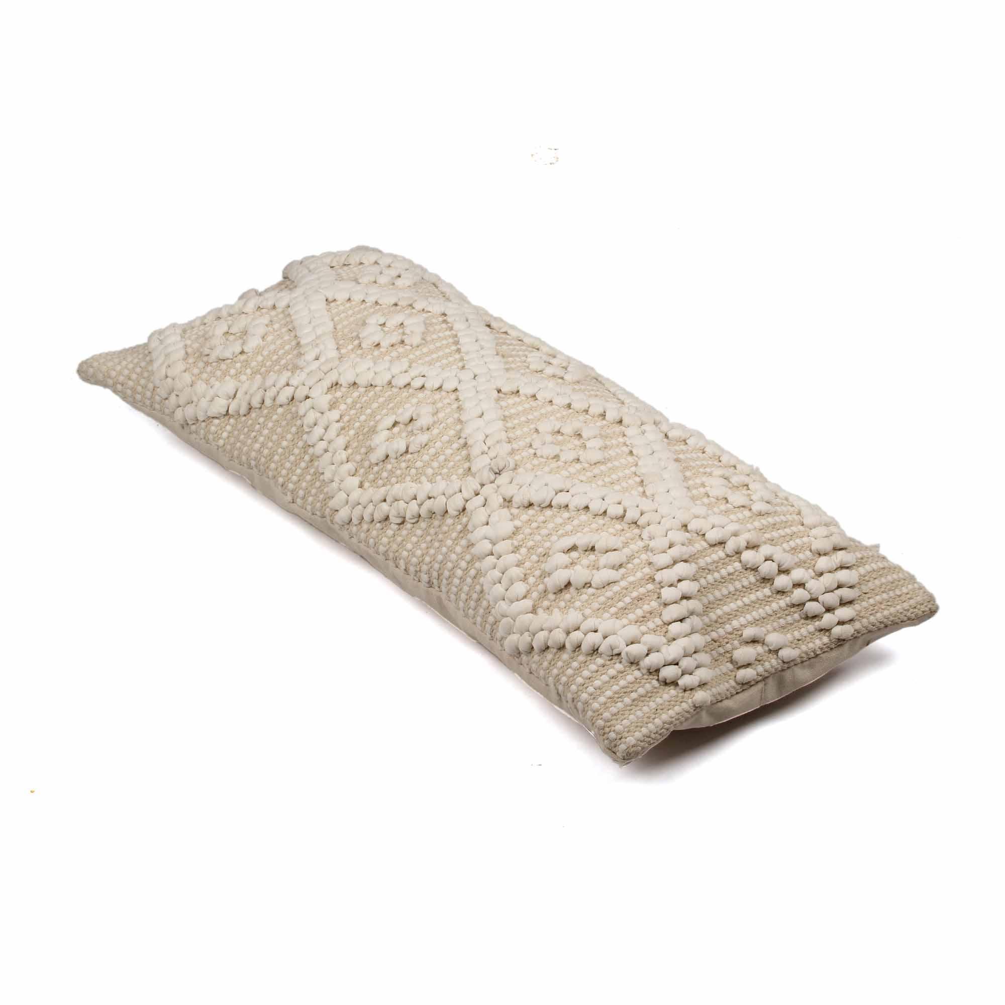 Hand-made Cotton Off-White Pillow Cover - SanskrutiHomes