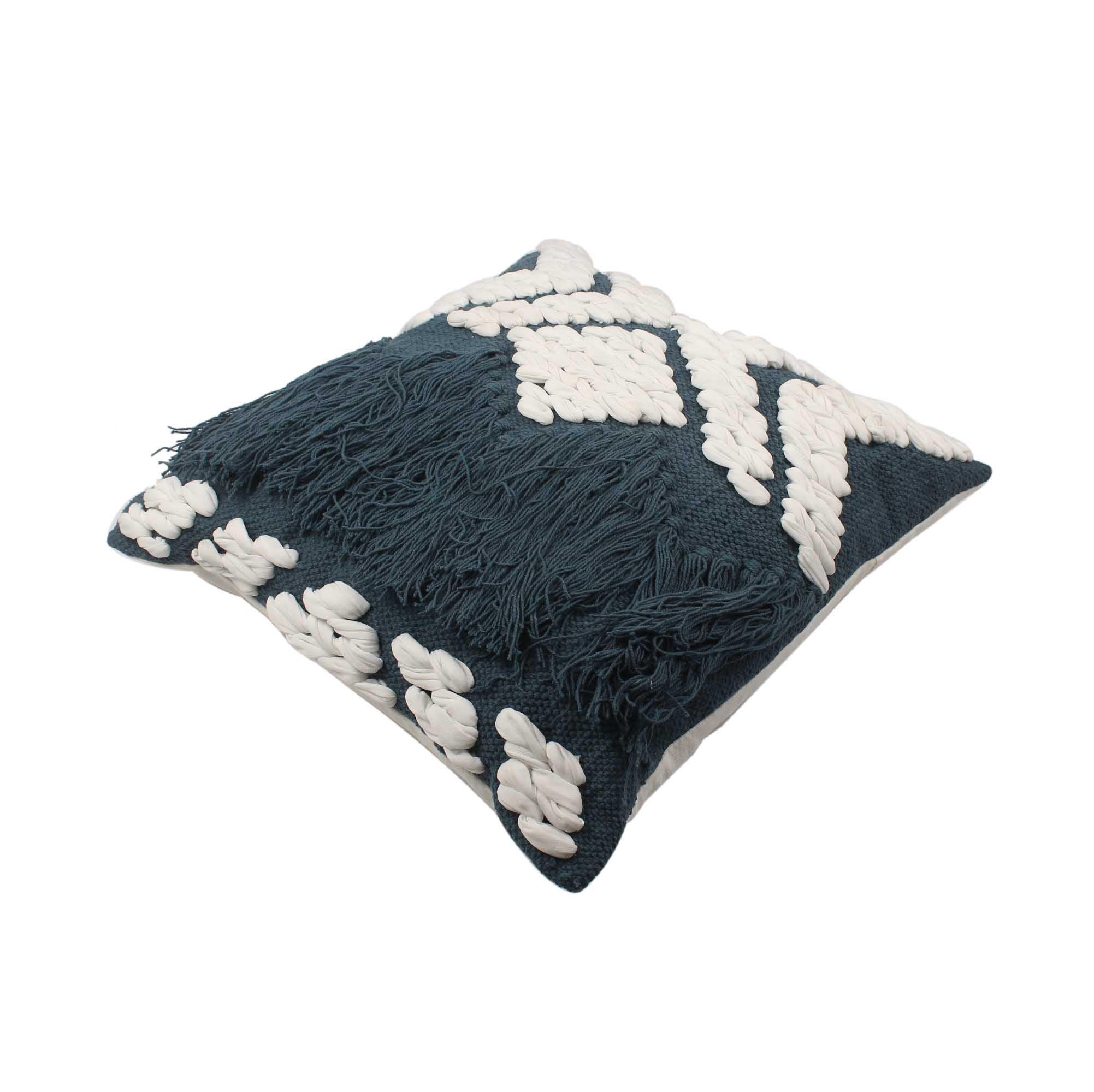 Hand-made Cotton NAVY BLUE Cushion Cover - SanskrutiHomes