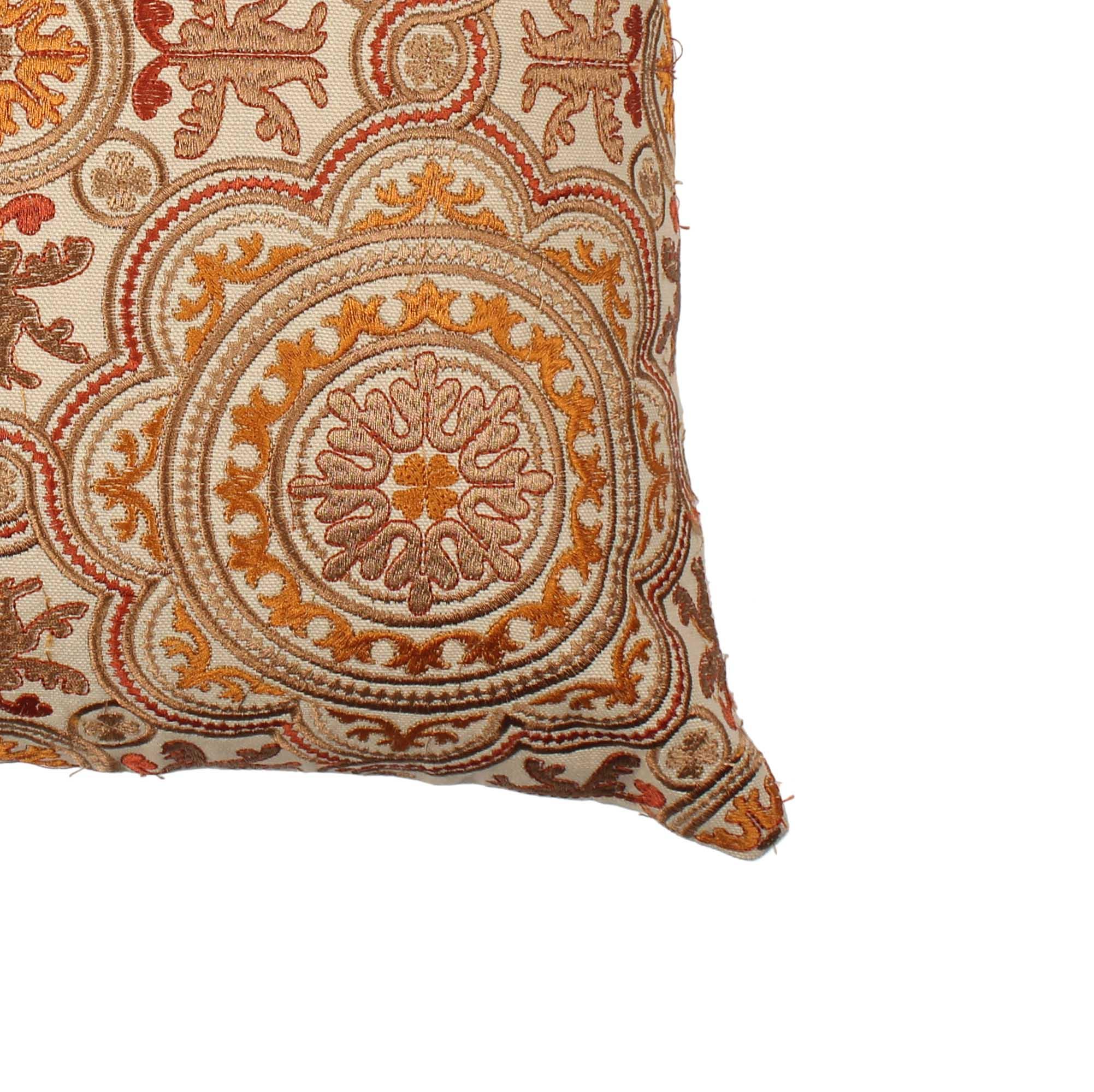 Multi-Color Embroidered Cotton Cushion Cover
