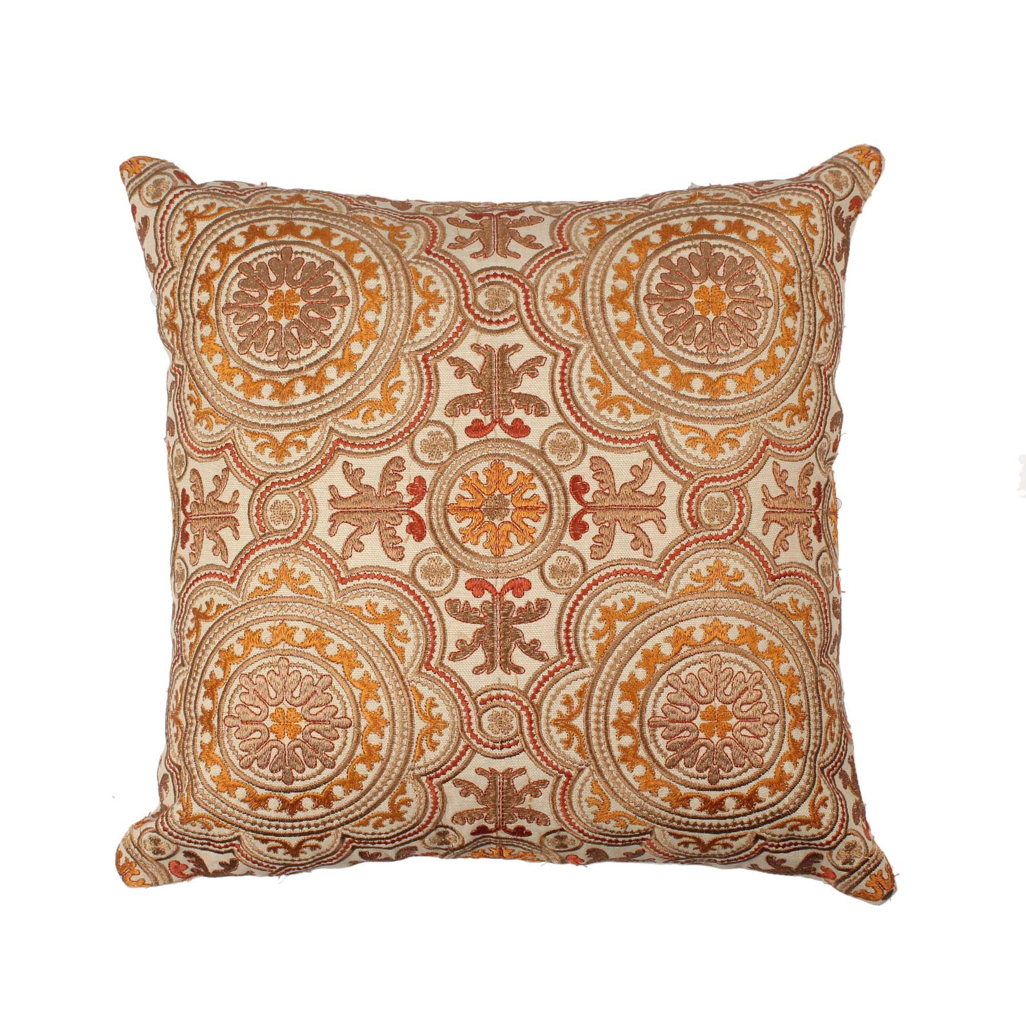 Multi-Color Embroidered Cotton Cushion Cover