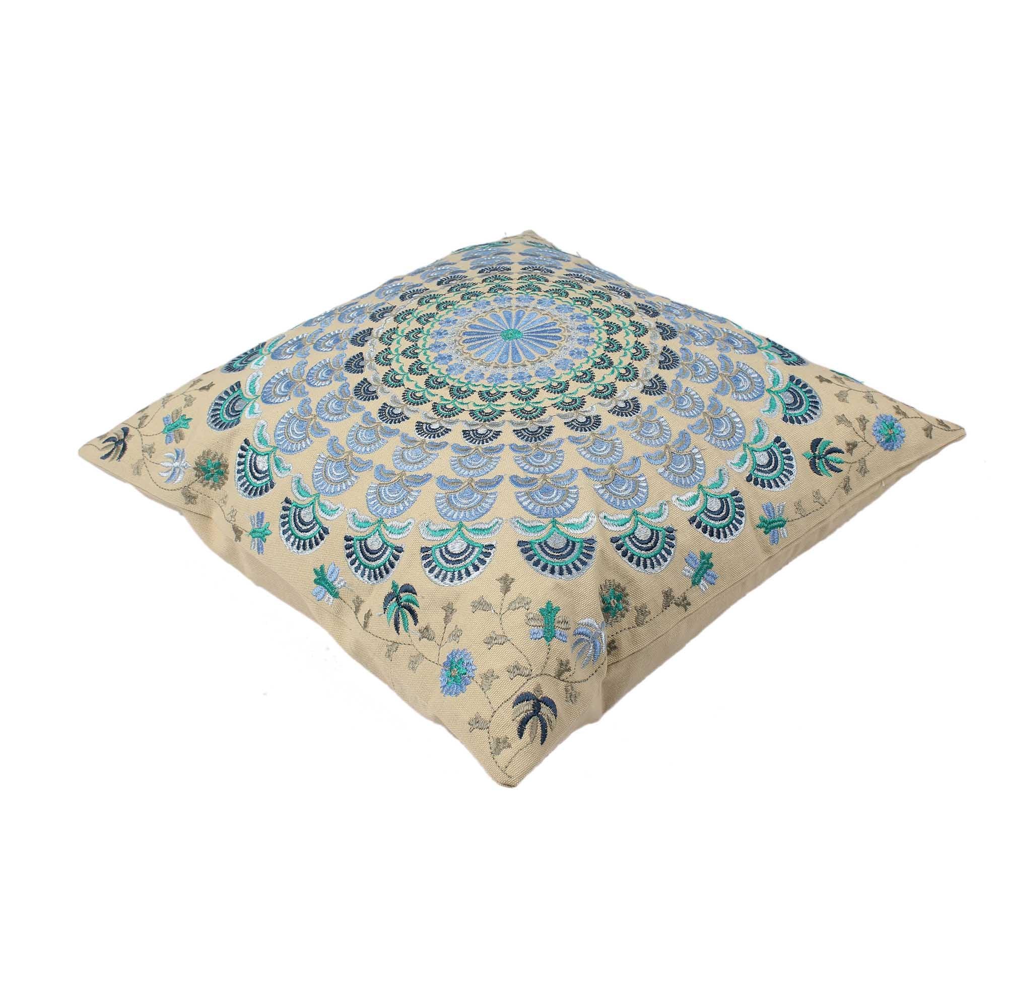 Embroidered Cotton Multicolor Cushion Cover - SanskrutiHomes
