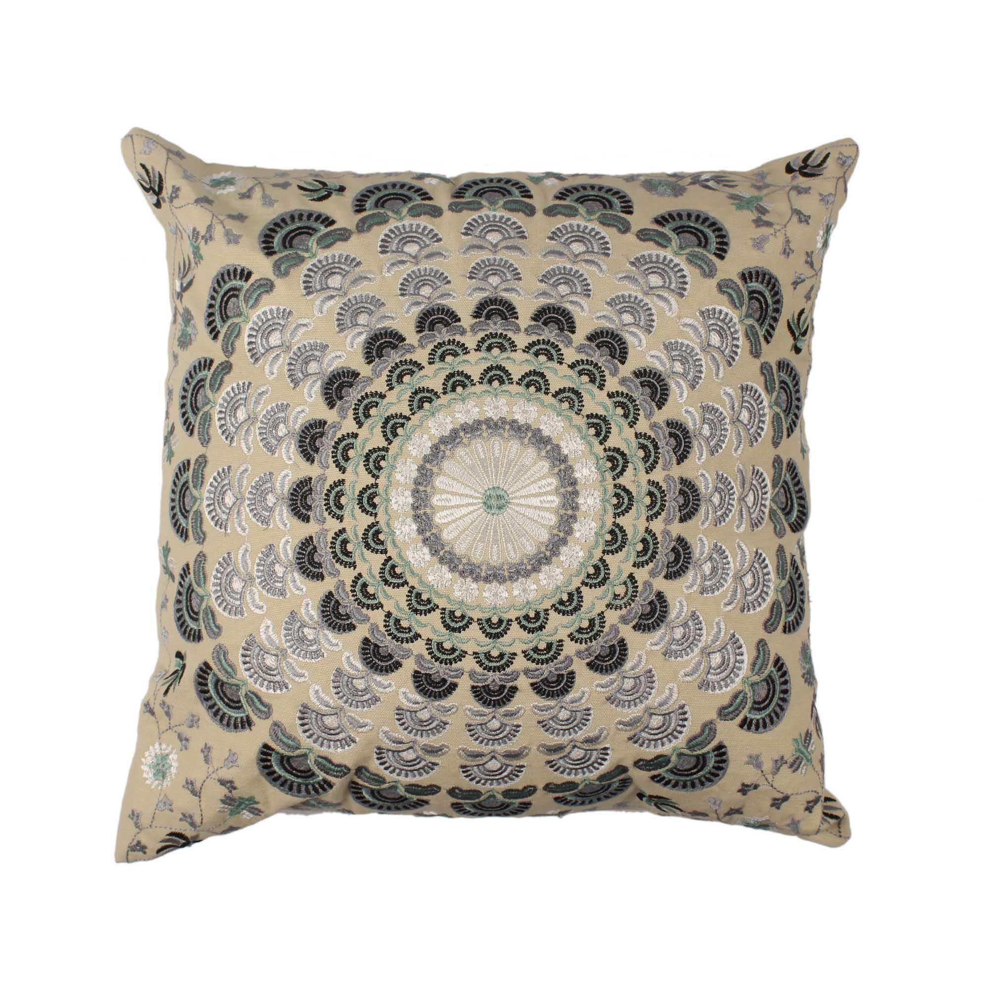 Hand Embroidered Cotton Multicolor Cushion Cover - SanskrutiHomes