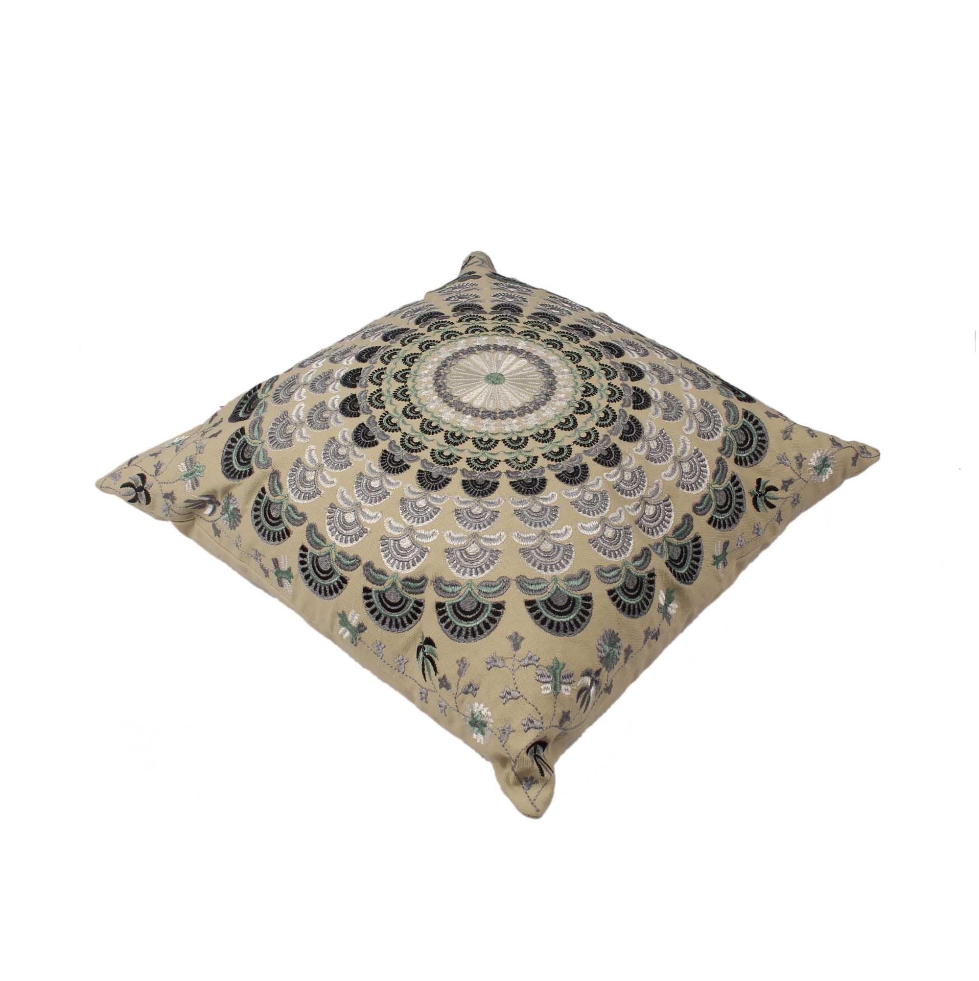 Hand Embroidered Cotton Multicolor Cushion Cover - SanskrutiHomes