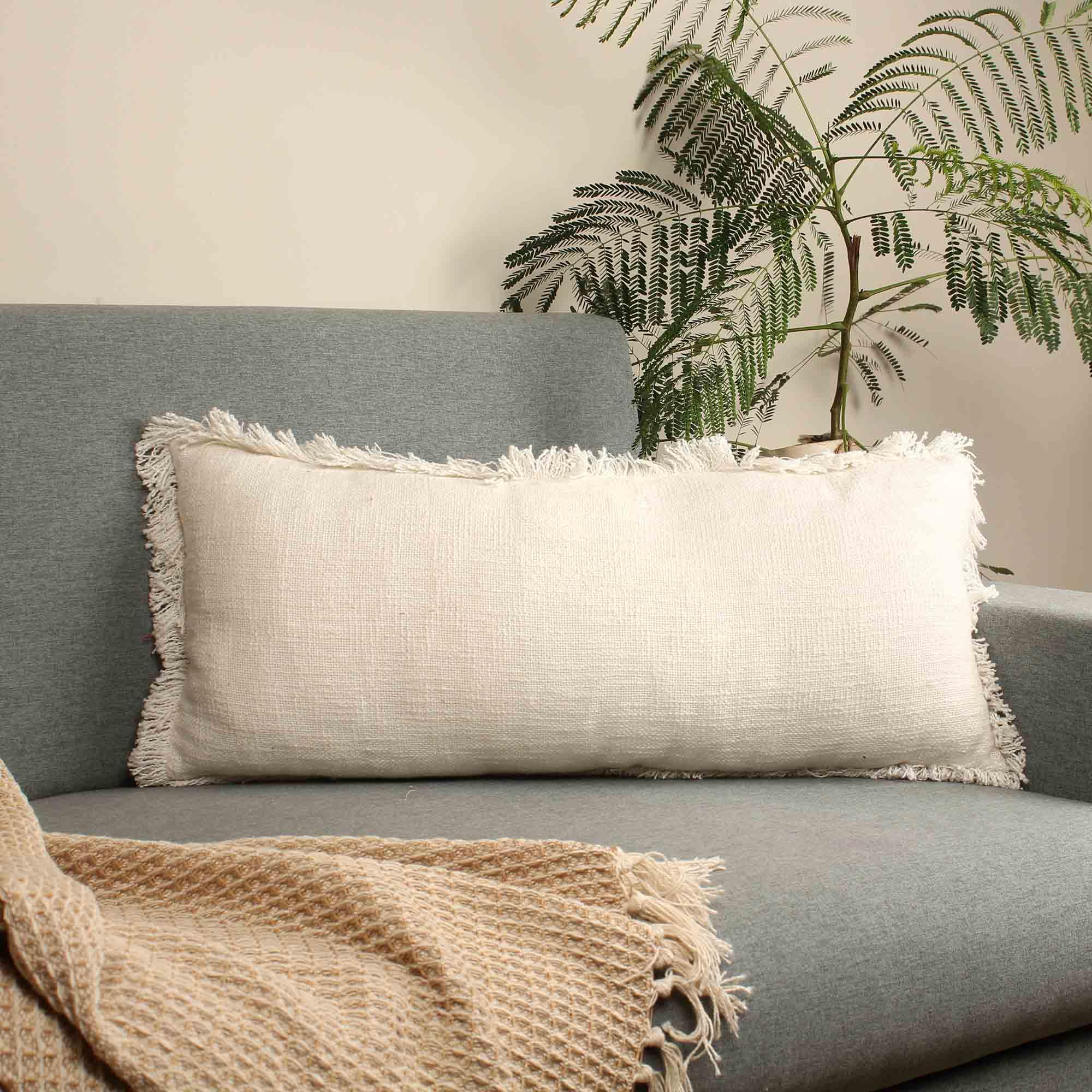 Hand-made Cotton Natural Cushion Cover - SanskrutiHomes