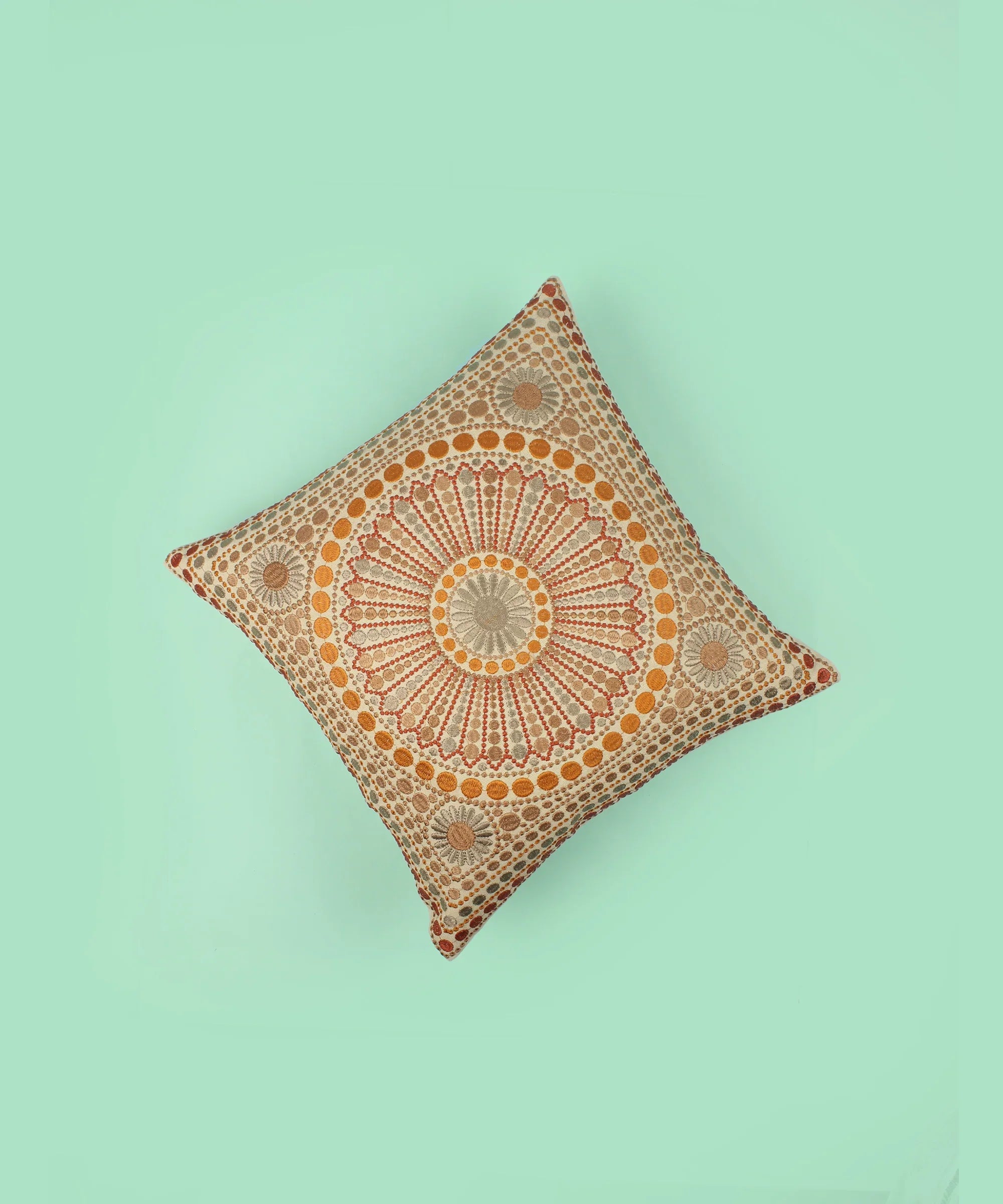 Multi-color Embroidered Cotton Cushion Cover - SanskrutiHomes