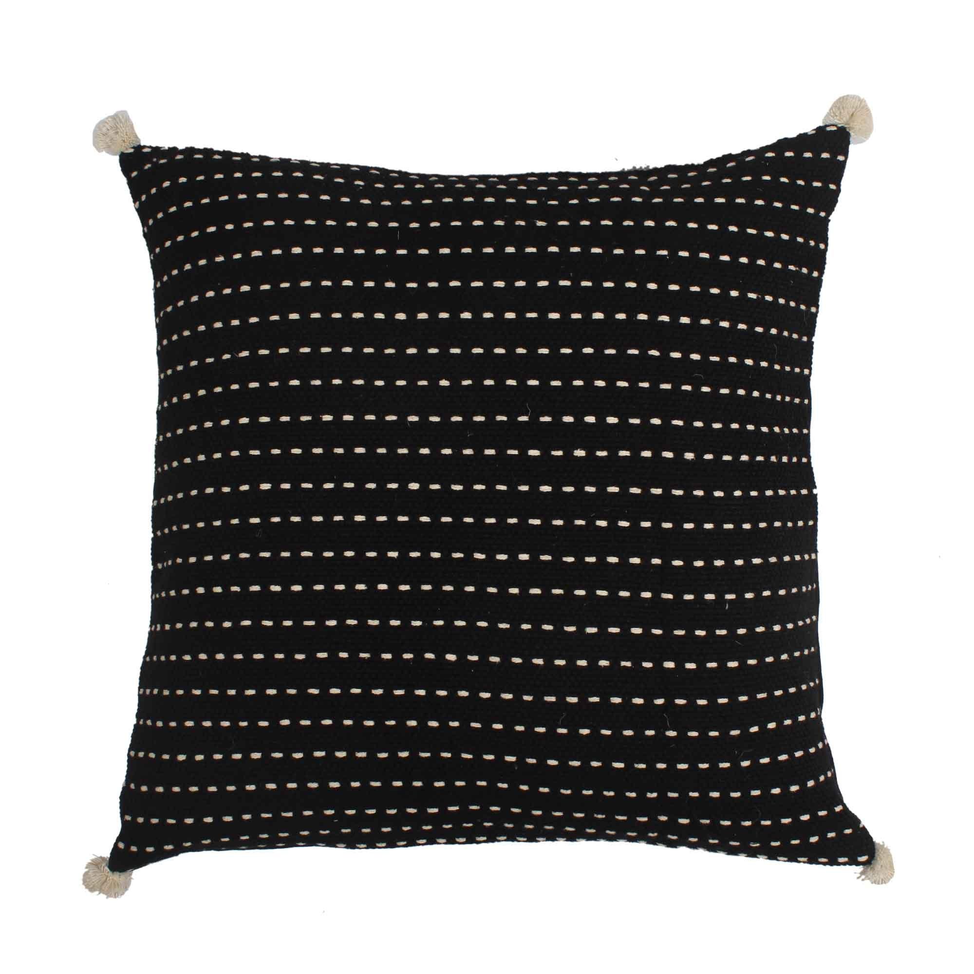 Black Kasha Set of 3 Cushion Covers - SanskrutiHomes