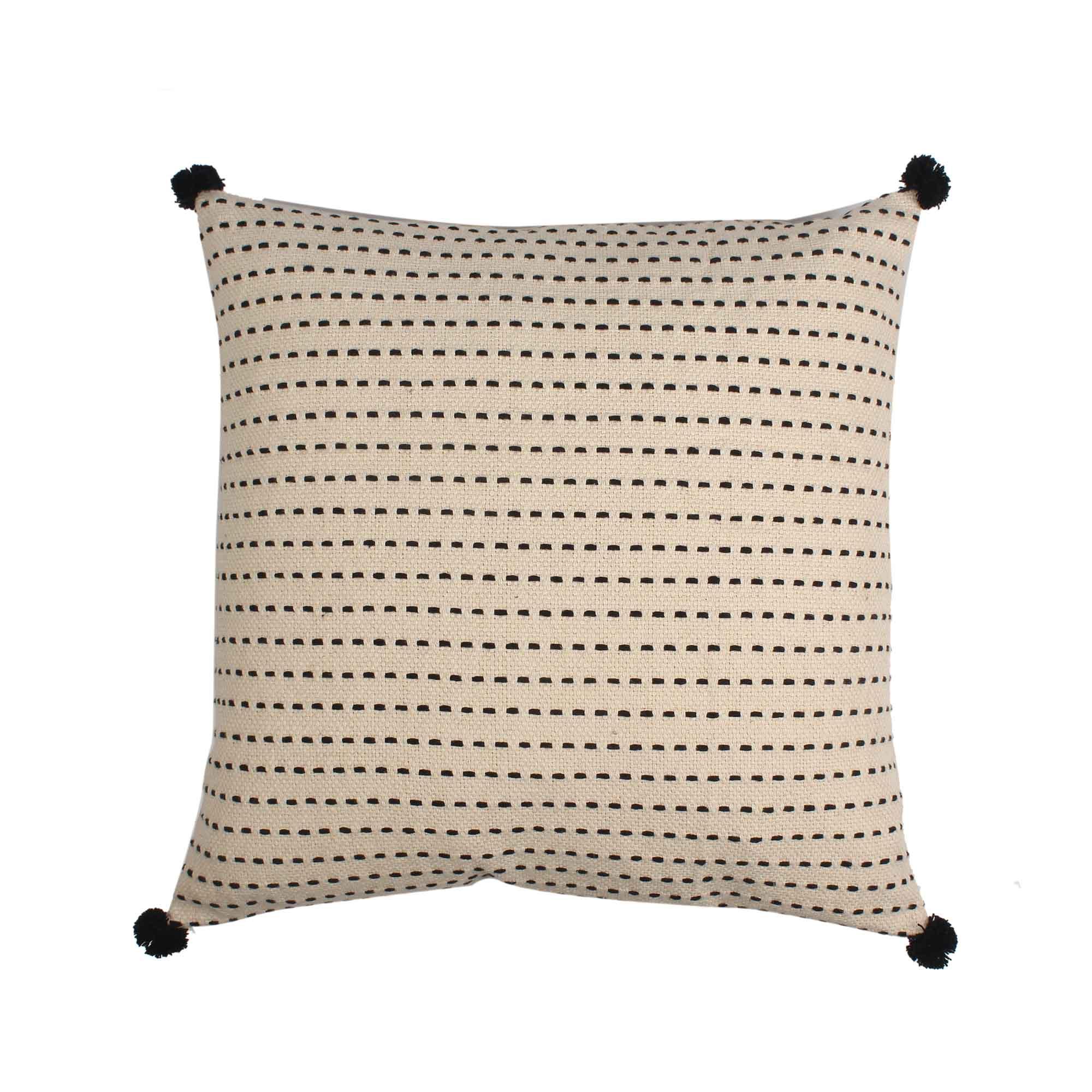 Black Kasha Set of 3 Cushion Covers - SanskrutiHomes