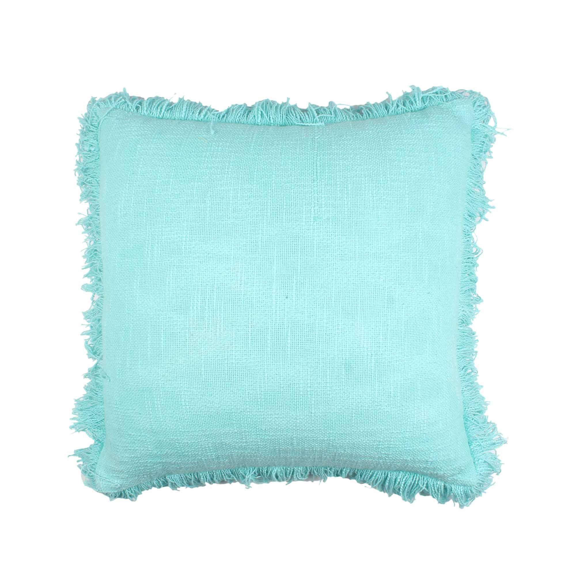 Turquoise Hand-made Pure Cotton Cushion Cover - SanskrutiHomes