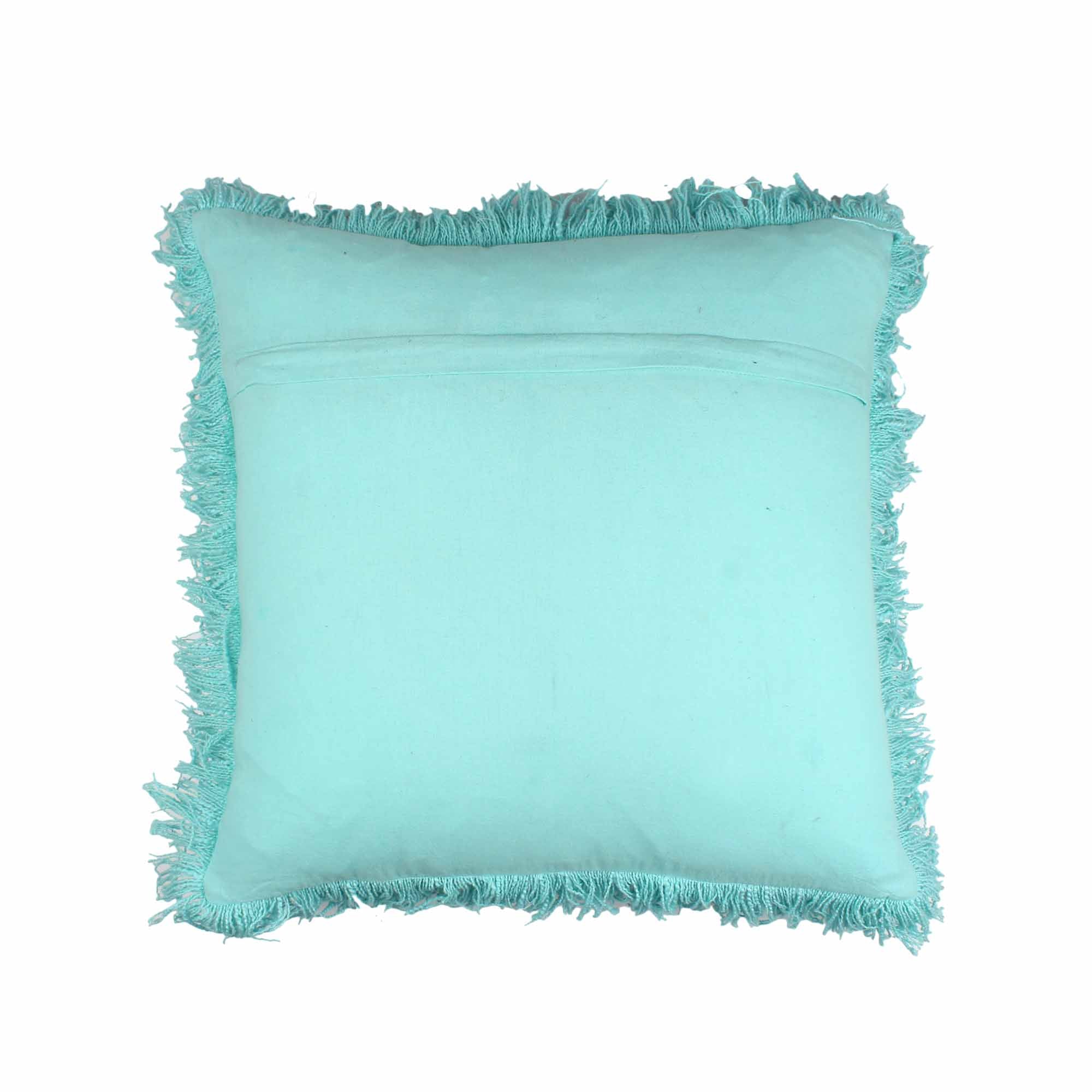 Turquoise Hand-made Pure Cotton Cushion Cover