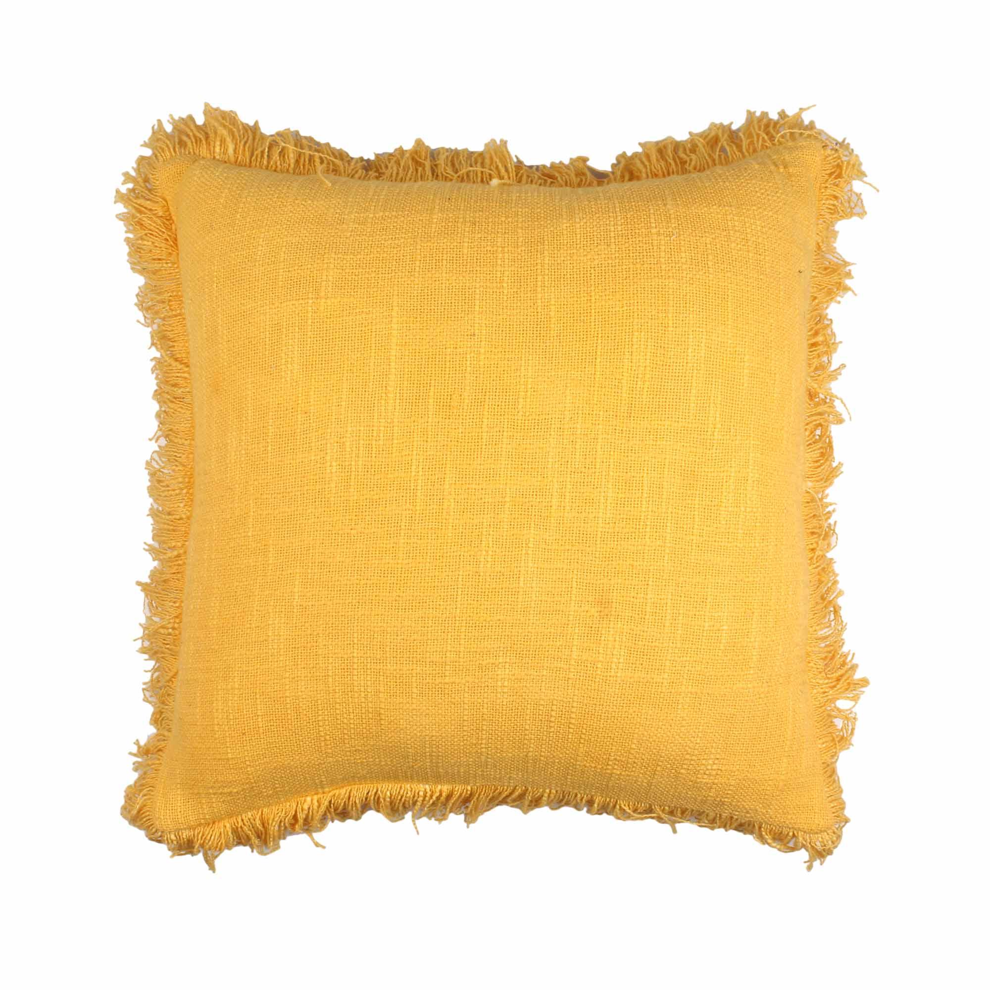 Yellow Ruffles Hand-made Pure Cotton Cushion Cover - SanskrutiHomes