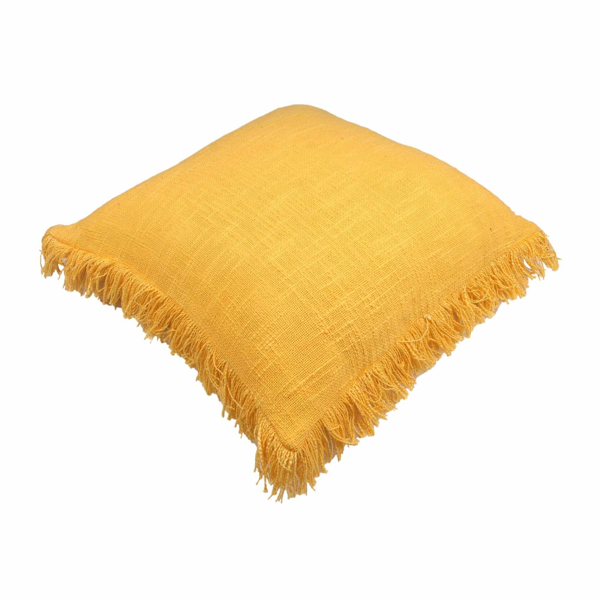 Yellow Ruffles Hand-made Pure Cotton Cushion Cover - SanskrutiHomes