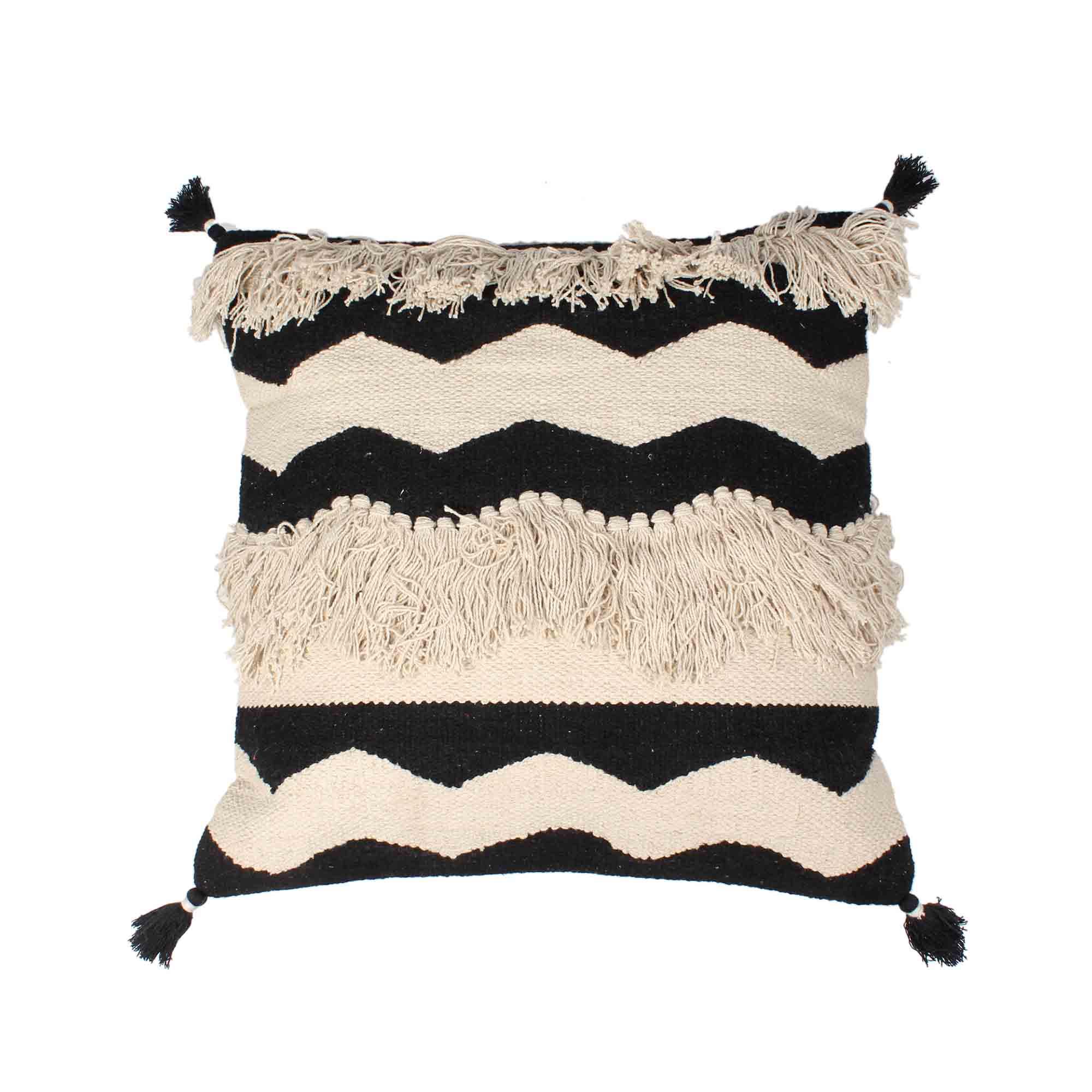Black Kasha Set of 3 Cushion Covers - SanskrutiHomes
