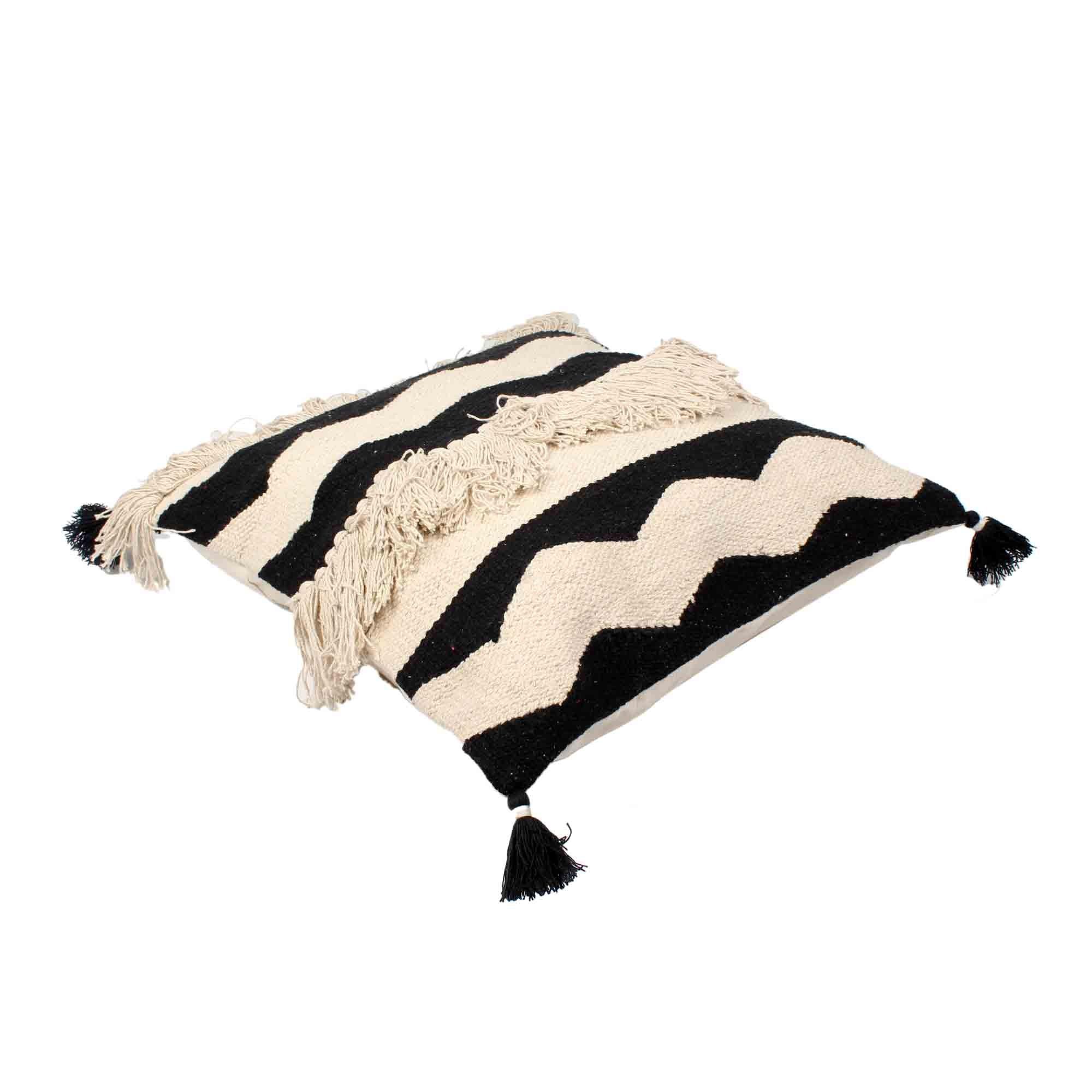 Black Kasha Set of 3 Cushion Covers - SanskrutiHomes
