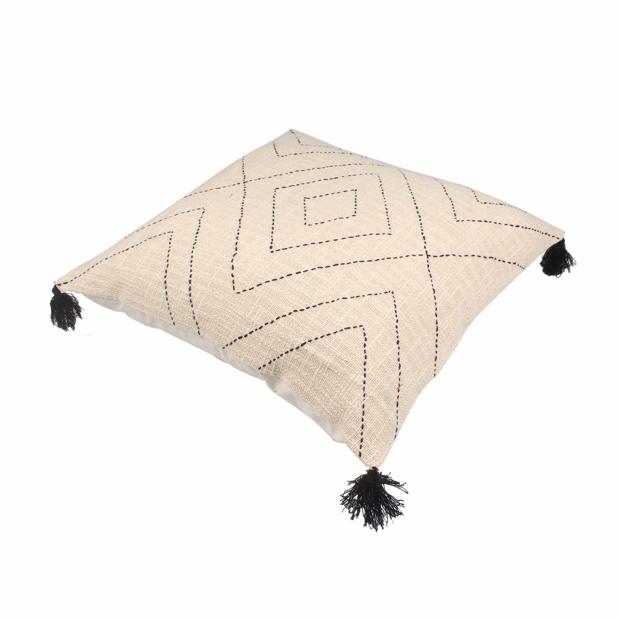 Off-White Tassels Hand-Made Pure Cotton Cushion Cover