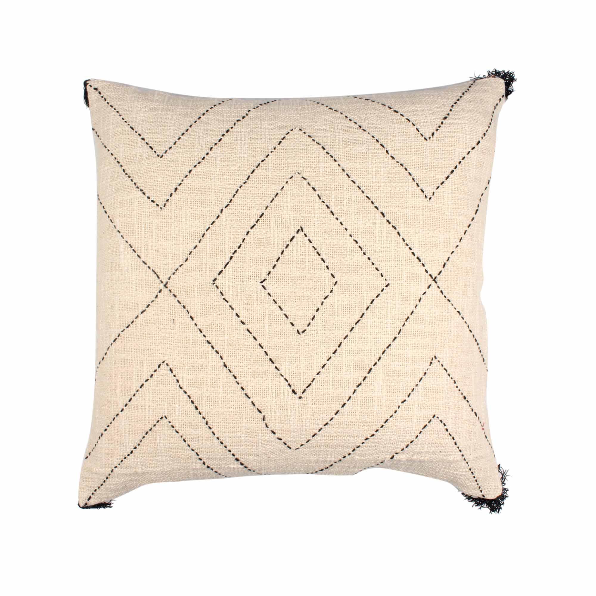 Off-White Tassels Hand-Made Pure Cotton Cushion Cover