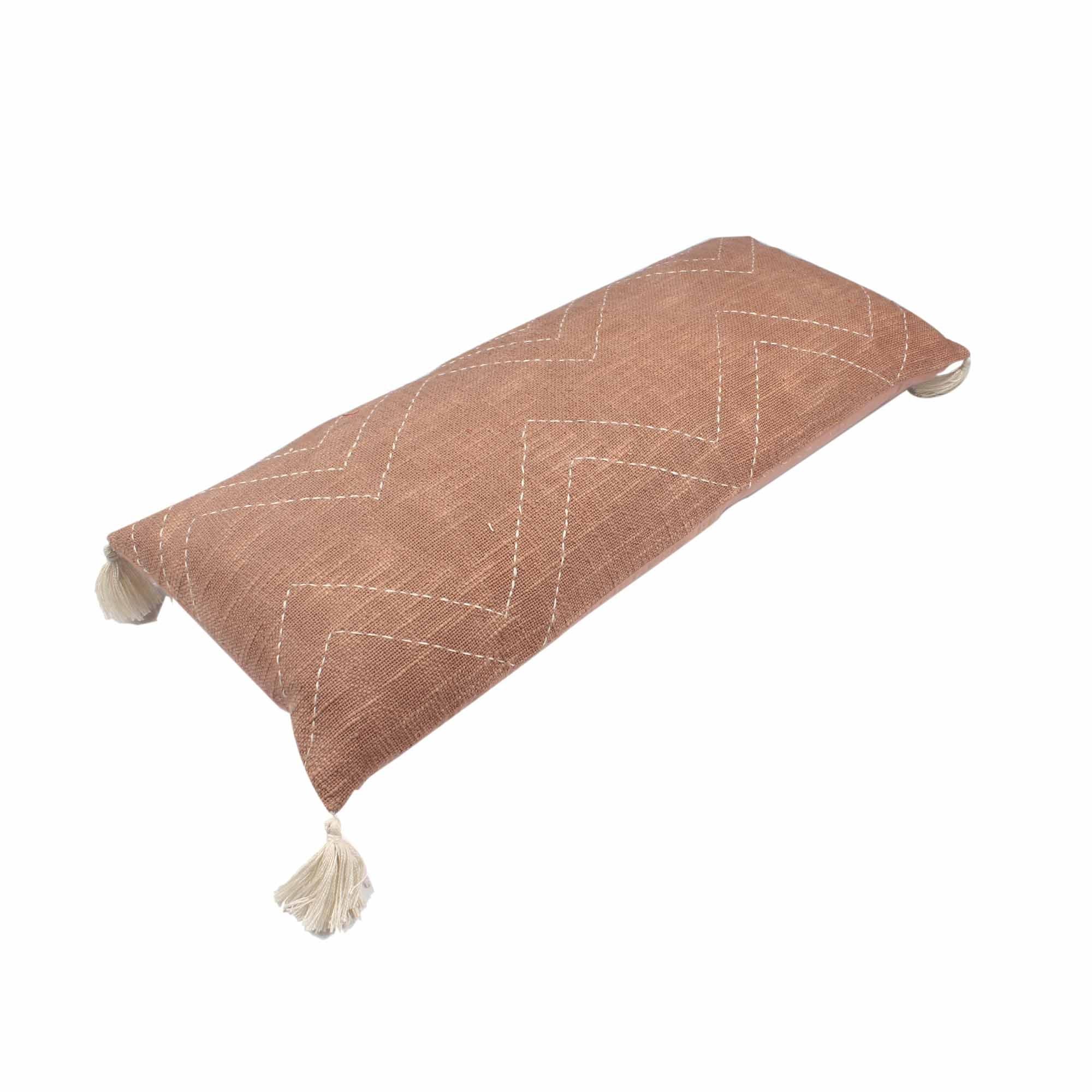 Hand-made Cotton handloom lumbar pillow - SanskrutiHomes