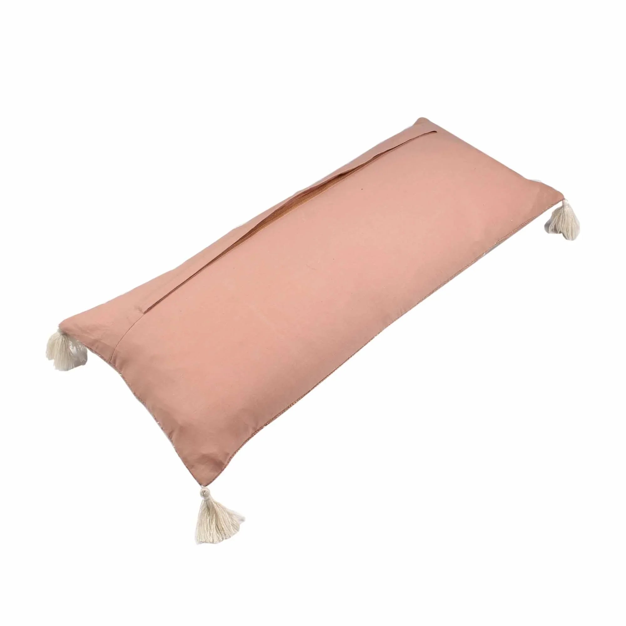 Hand-made Cotton handloom lumbar pillow - SanskrutiHomes