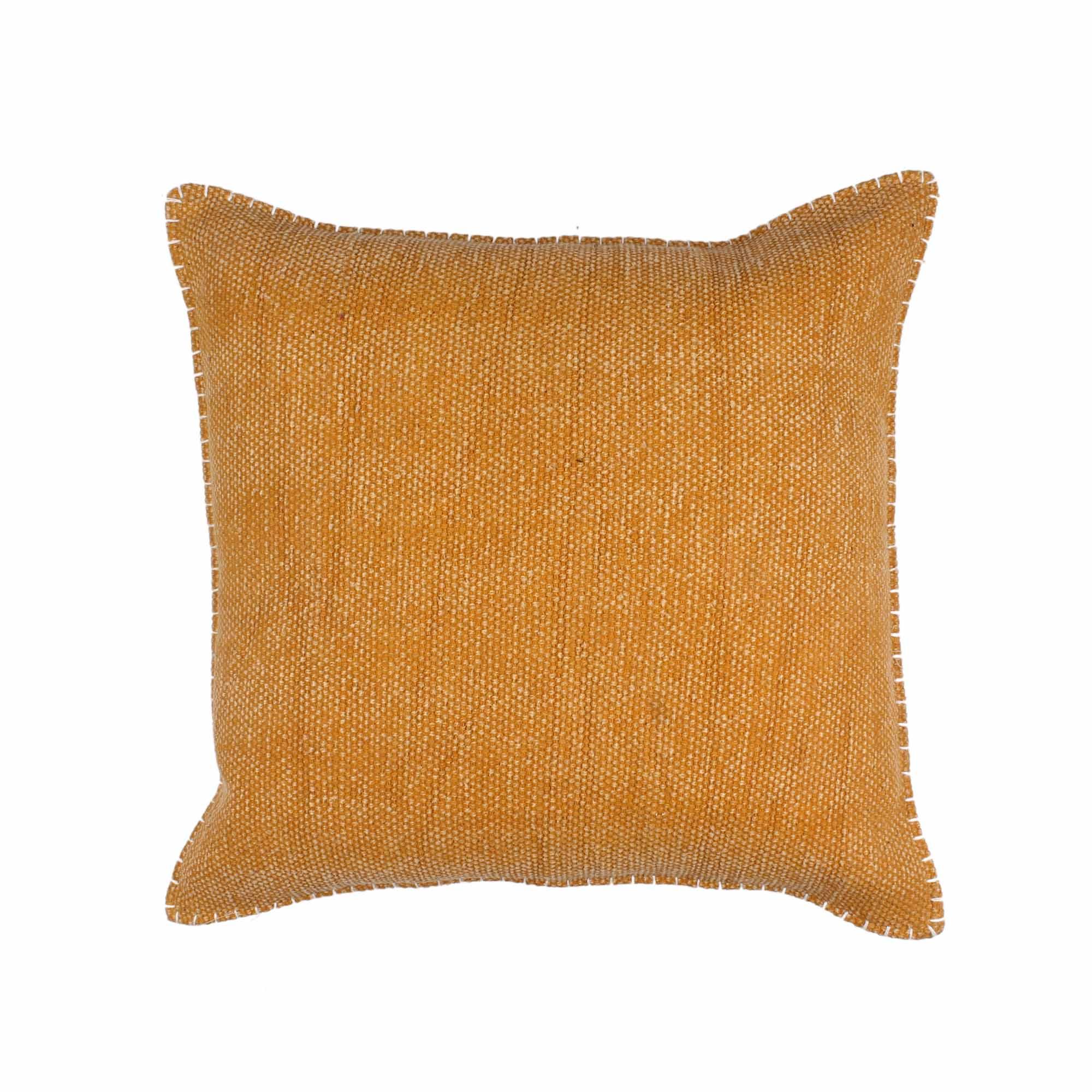 Yellow Hand-made Cotton rug Cushion Cover - SanskrutiHomes