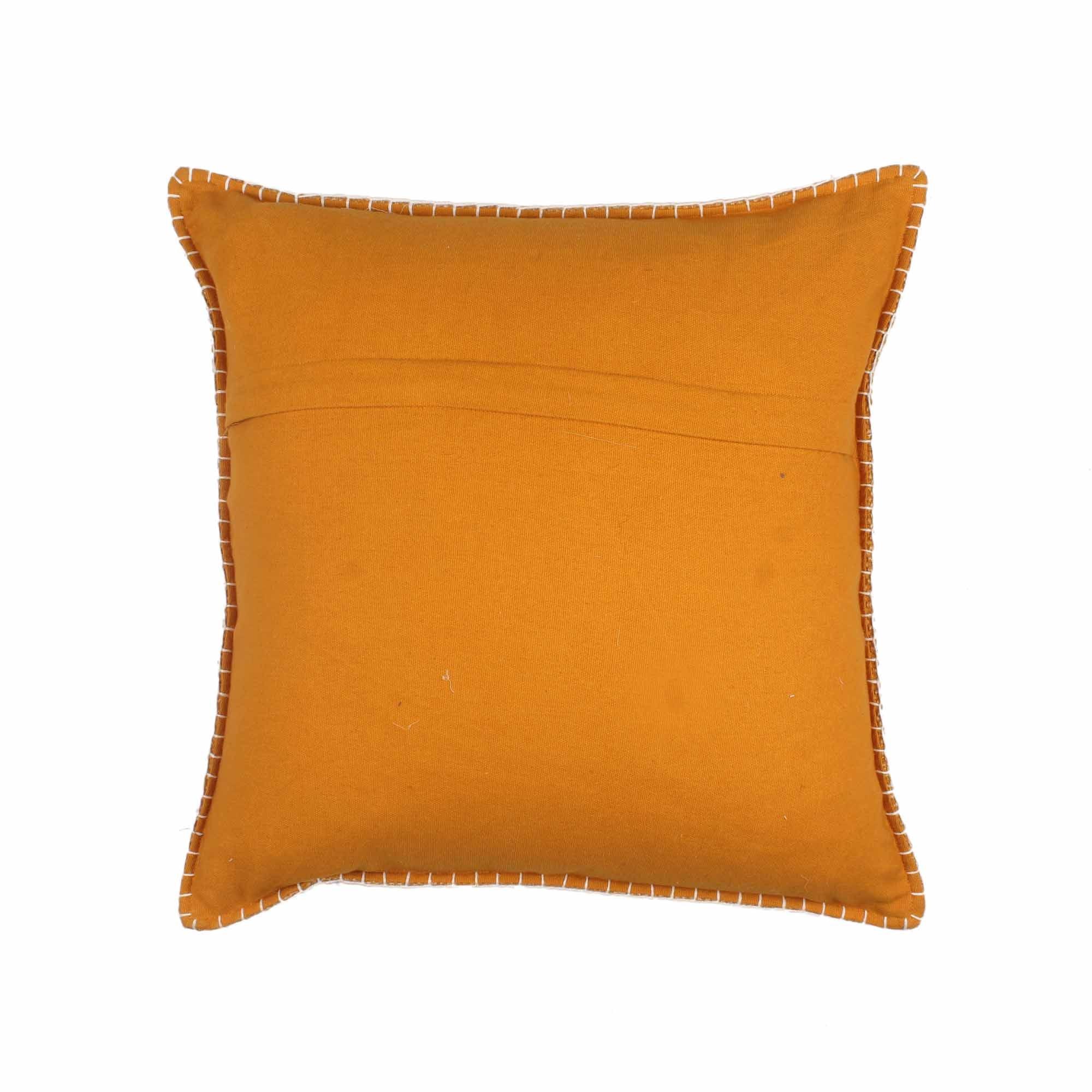 Yellow Hand-made Cotton rug Cushion Cover - SanskrutiHomes