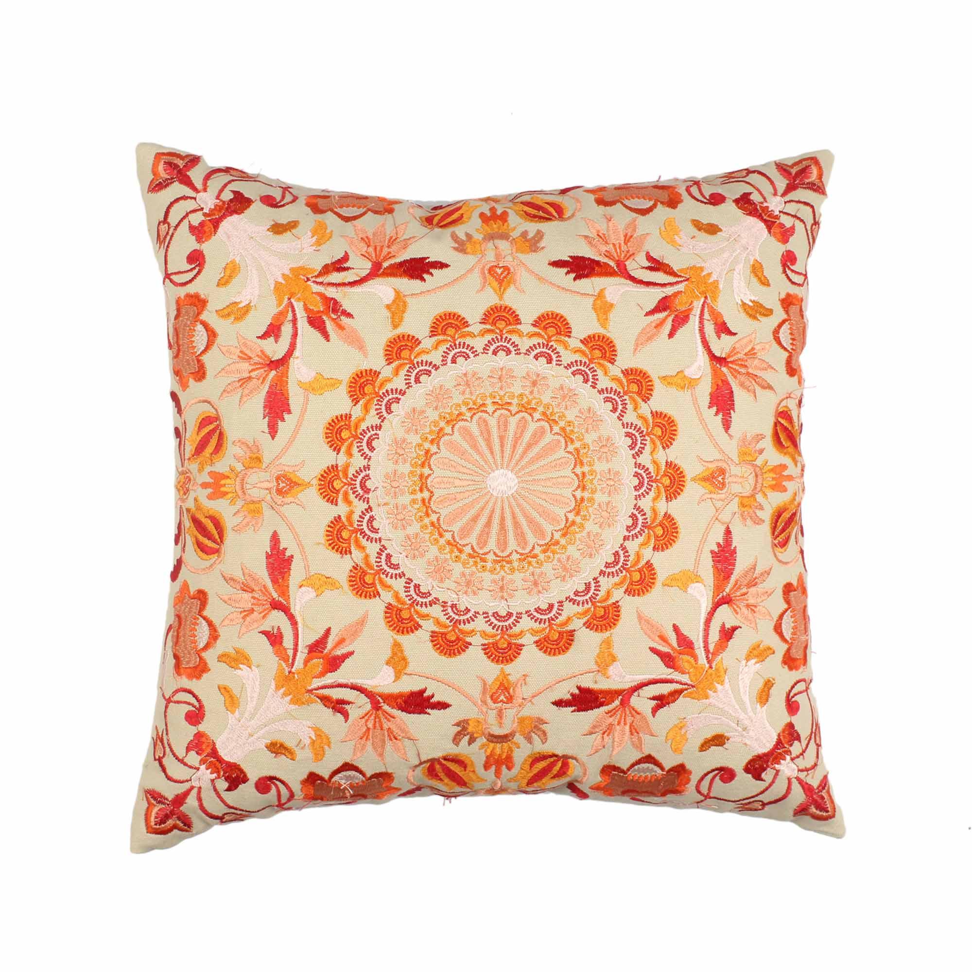 Embroidered Hand-made Cotton Cushion Cover - SanskrutiHomes