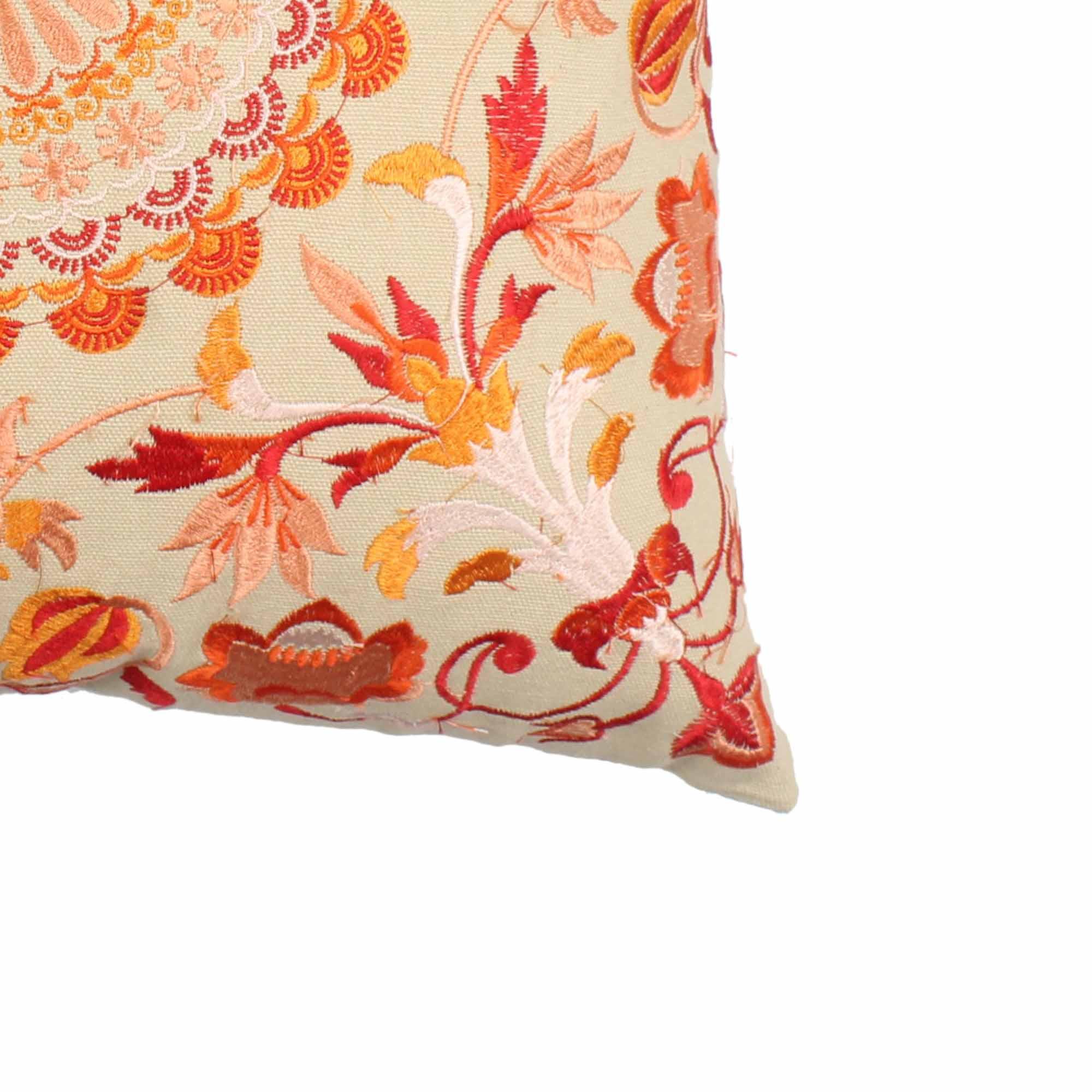 Embroidered Hand-made Cotton Cushion Cover - SanskrutiHomes