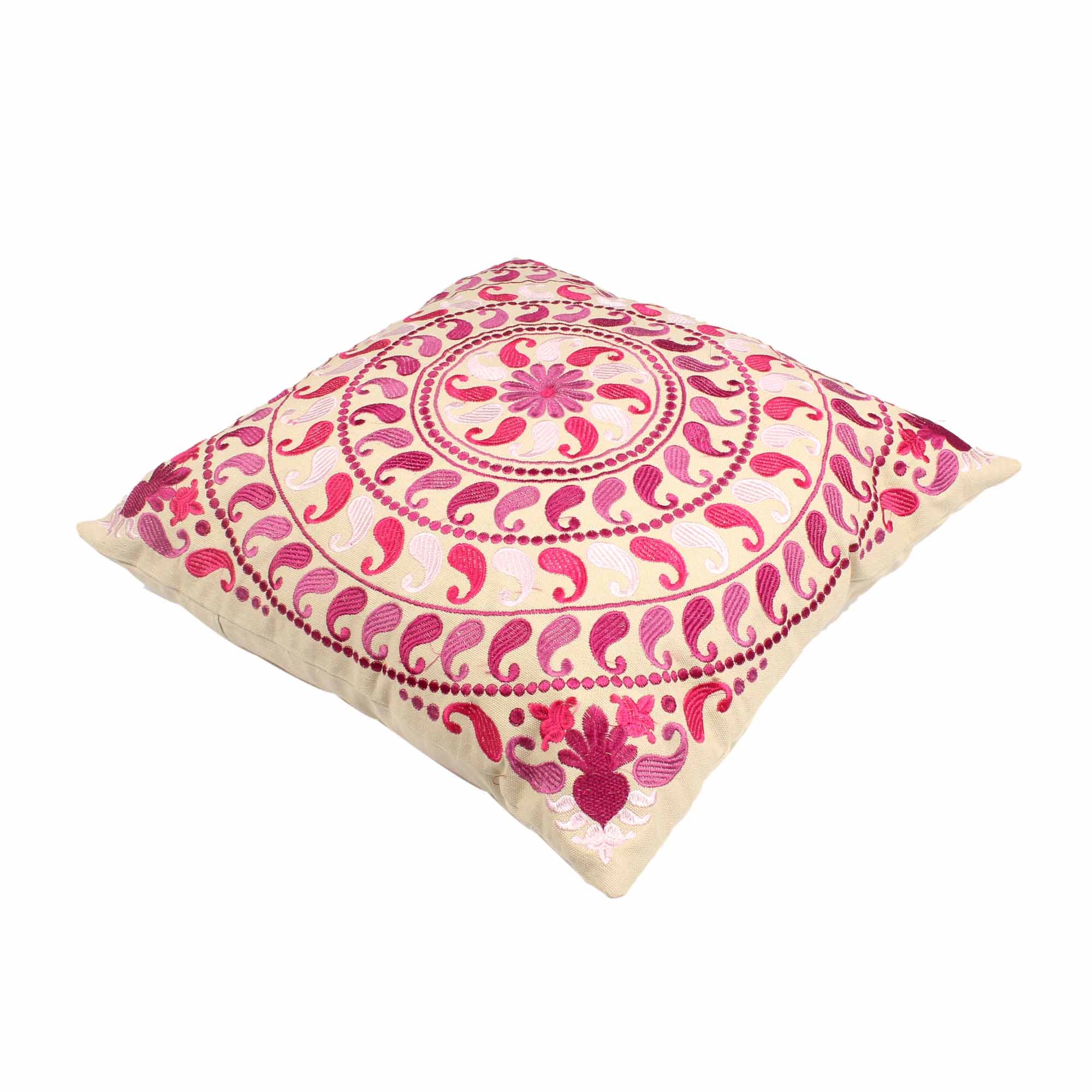 Multi-color Hand-made Cotton Embroidered Cushion Cover