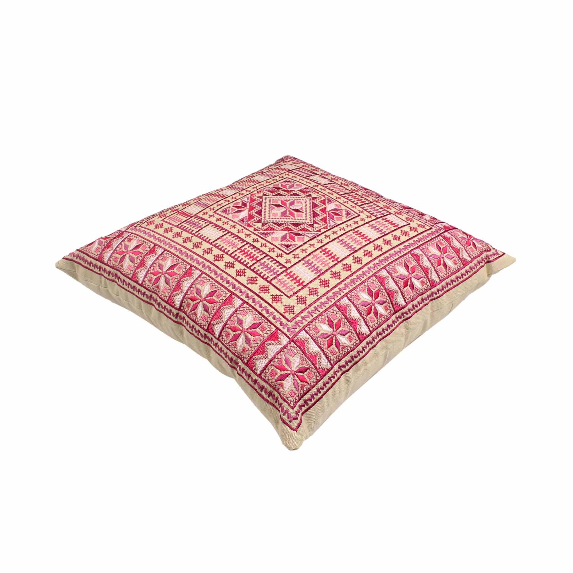 Pink Hand-Made Cotton Cushion Cover
