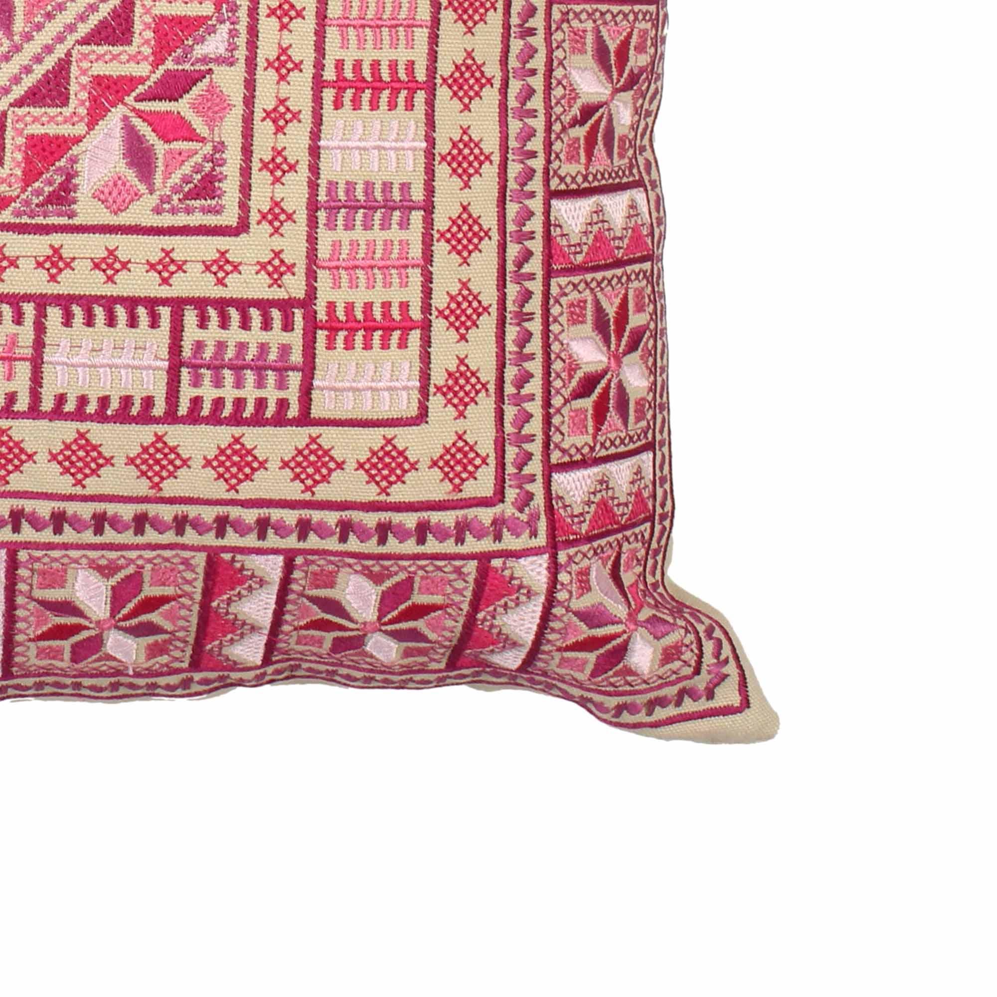 Pink Hand-Made Cotton Cushion Cover