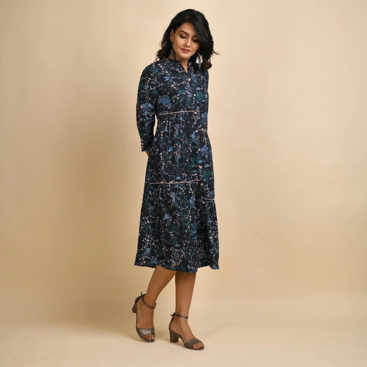 Rangdeep Women Cotton Straight Calf Length Kurti Dress