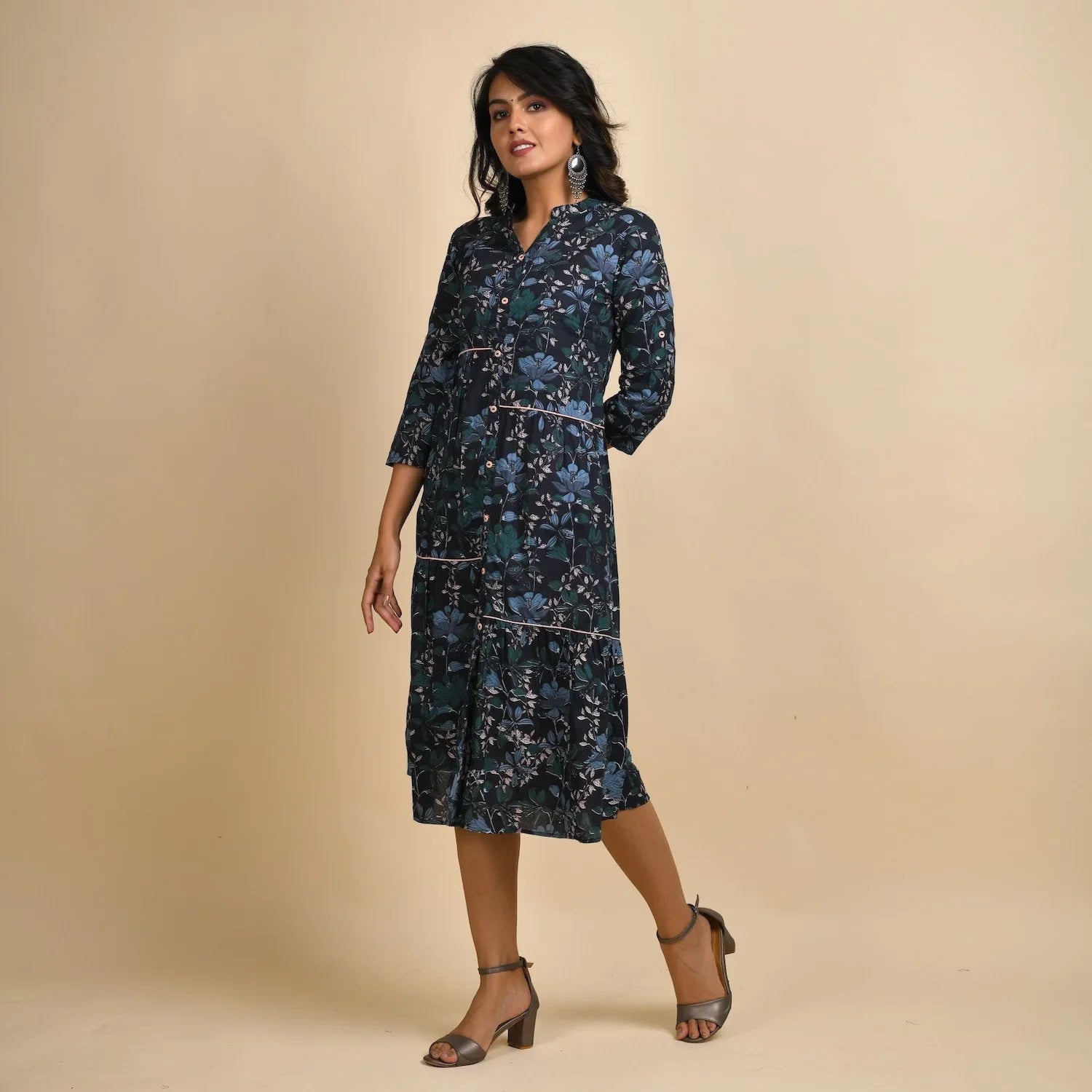 Rangdeep Women Cotton Straight Calf Length Kurti Dress