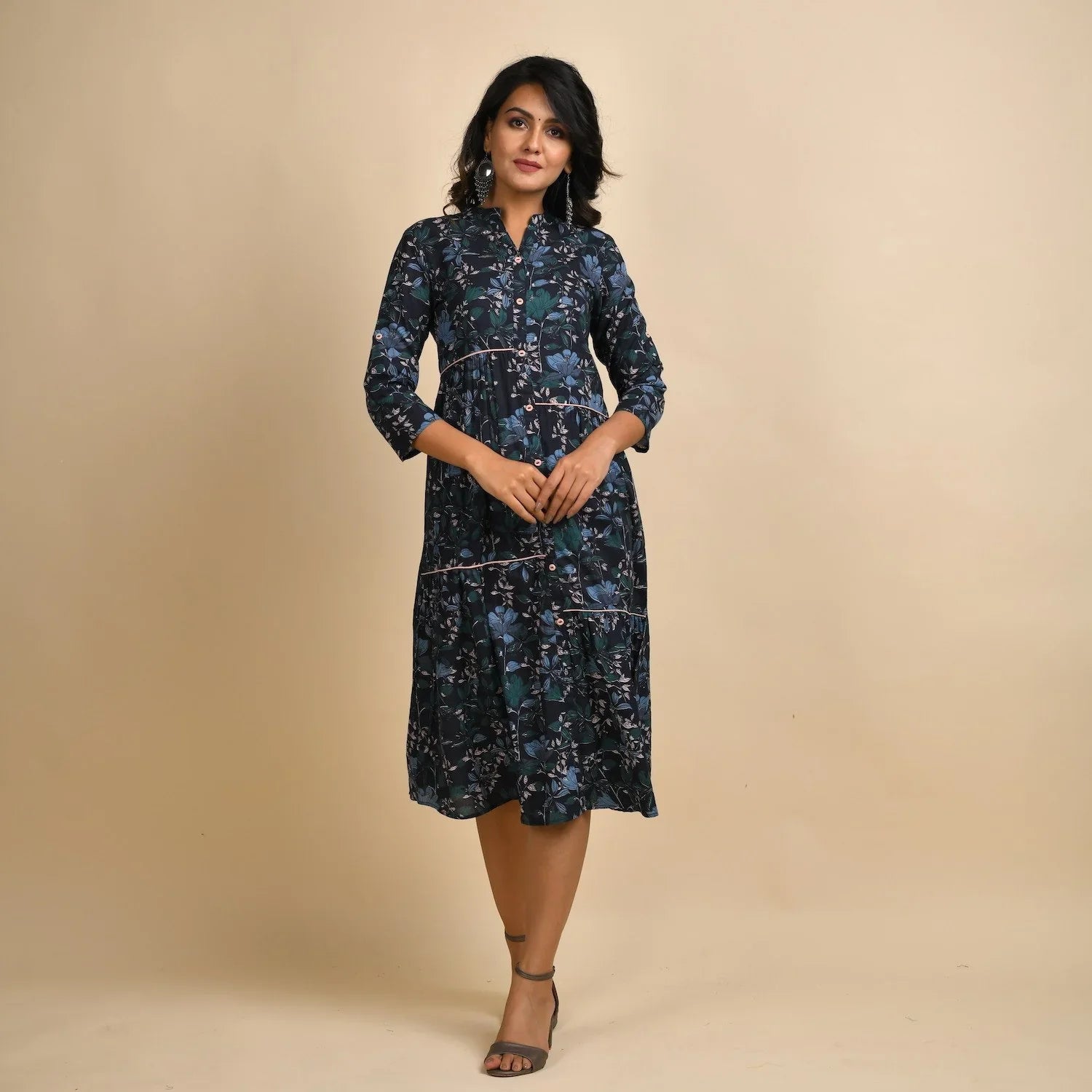 Rangdeep Women Cotton Straight Calf Length Kurti Dress