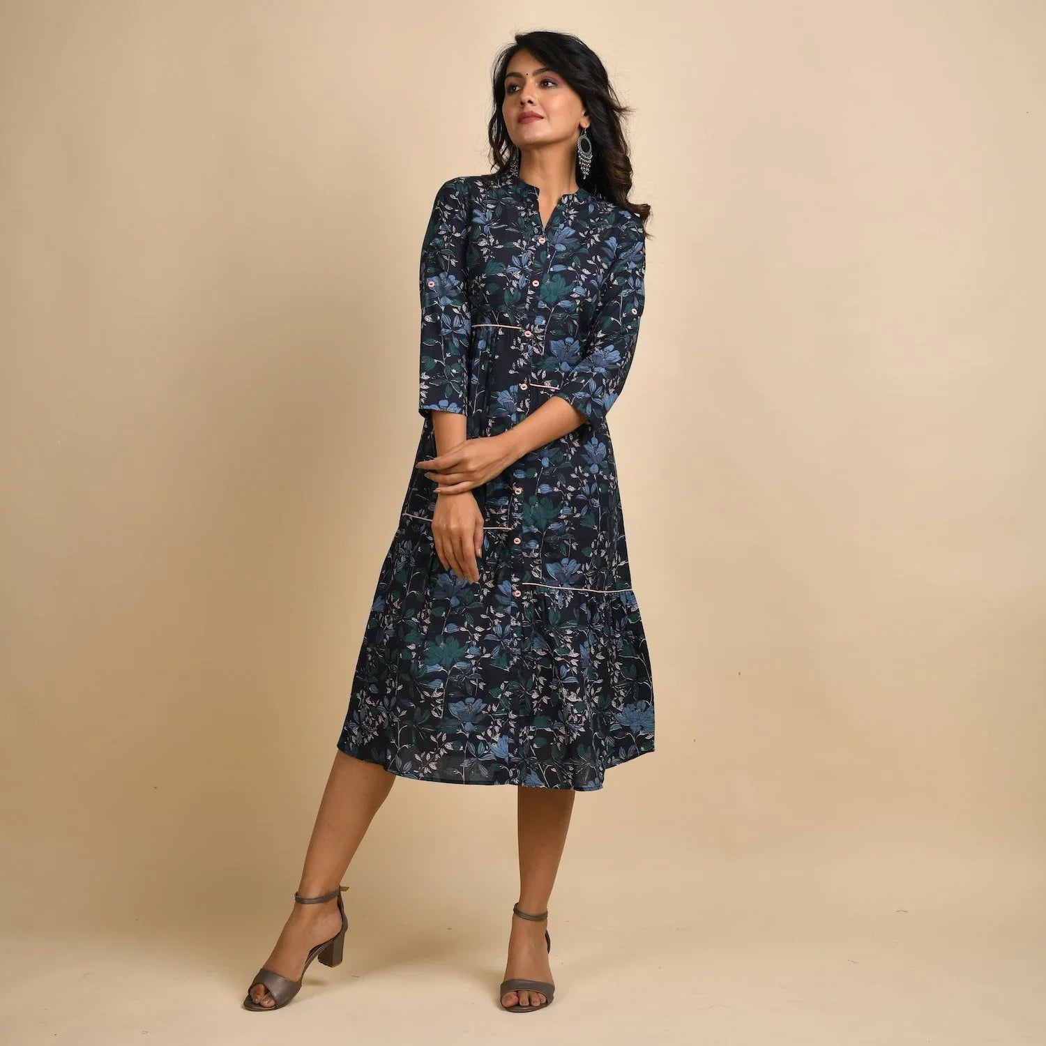 Rangdeep Women Cotton Straight Calf Length Kurti Dress
