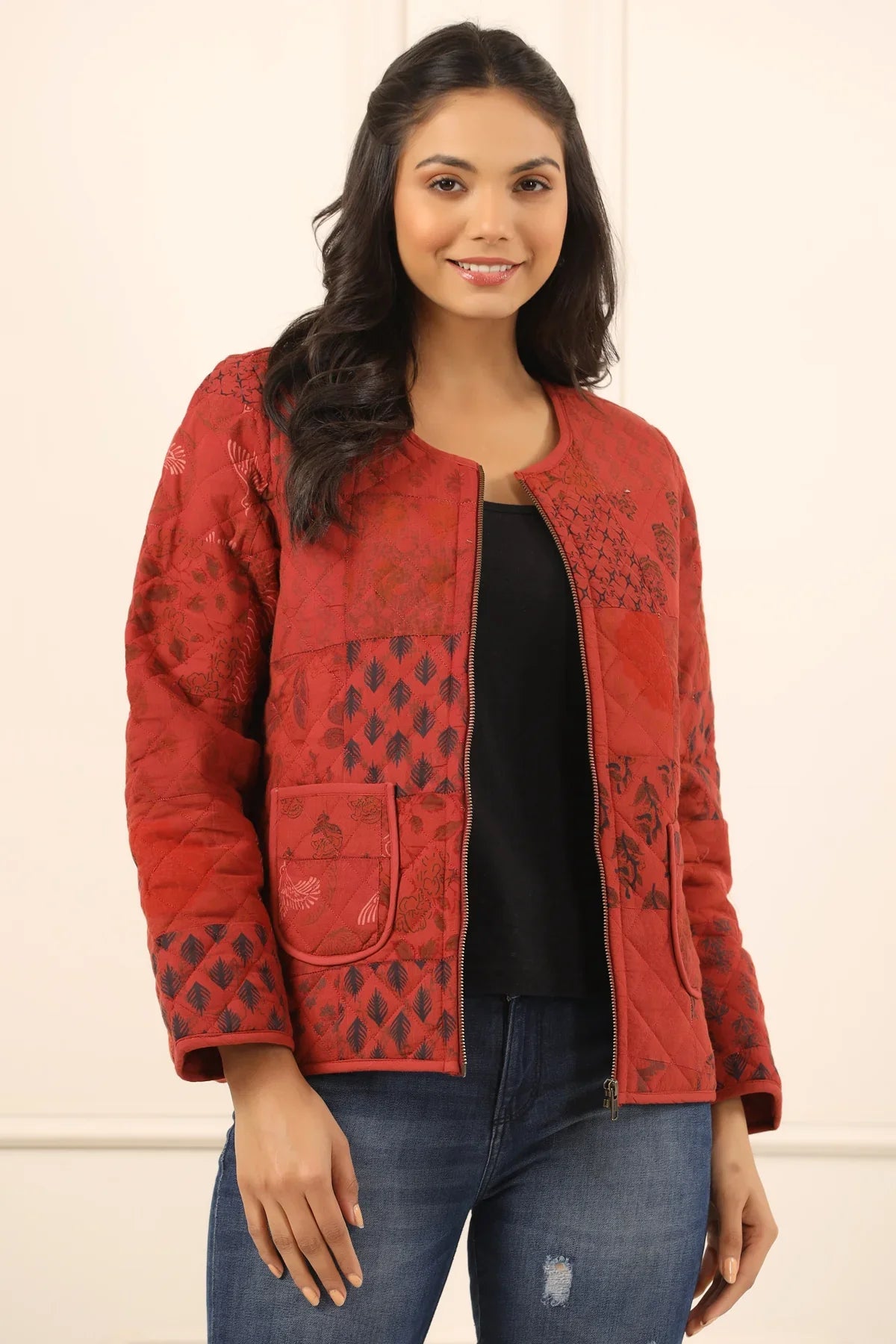 Printed women quilted jacket - SanskrutiHomes