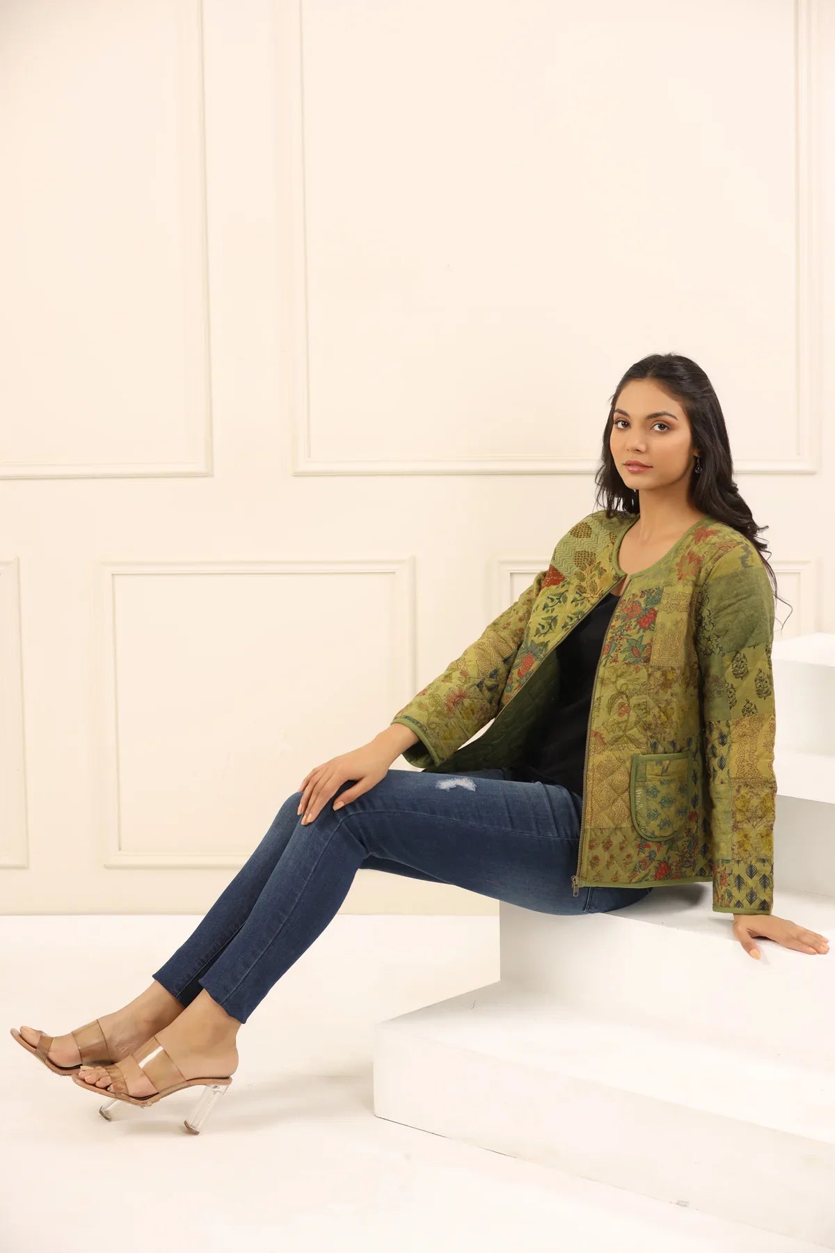 Printed women quilted jacket - SanskrutiHomes