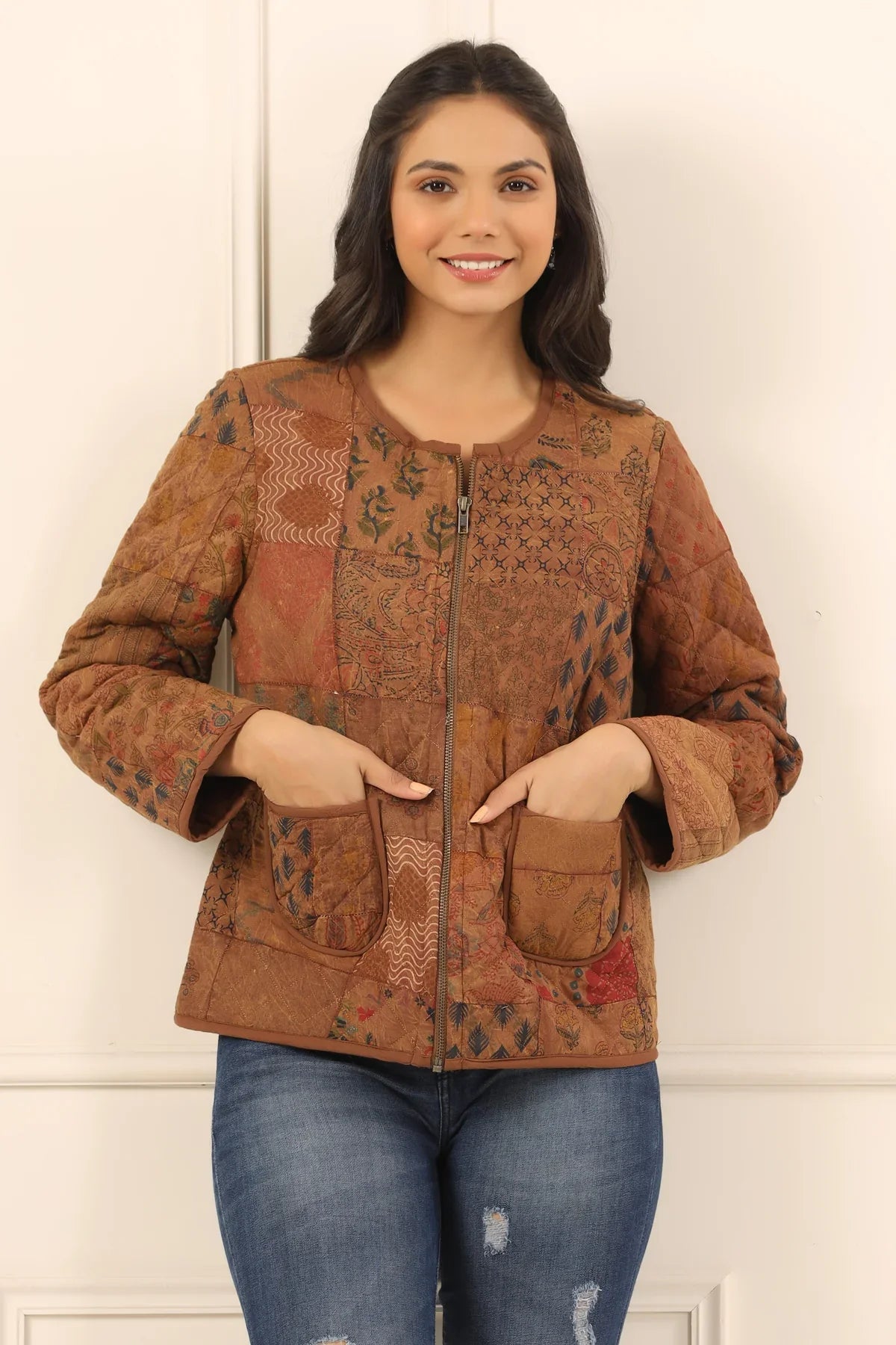 Printed women quilted jacket - SanskrutiHomes