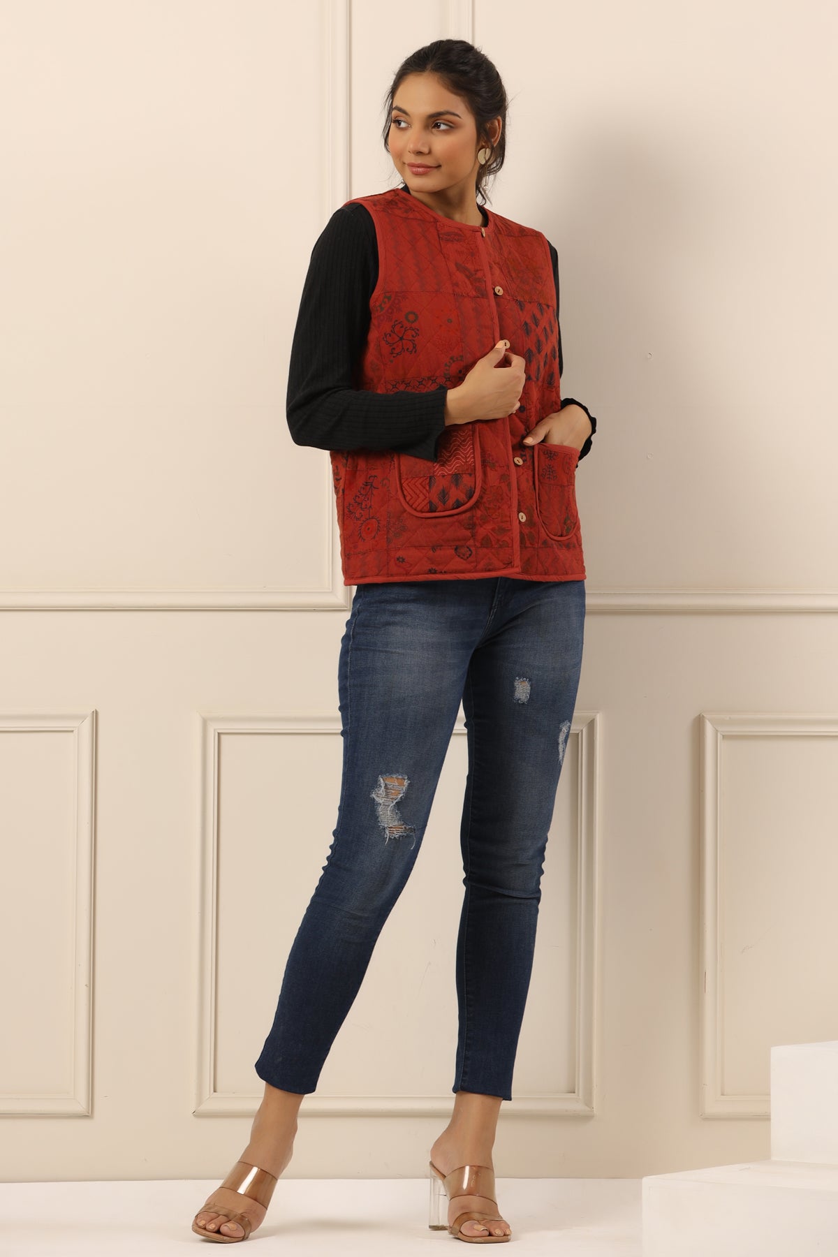 Printed women quilted jacket