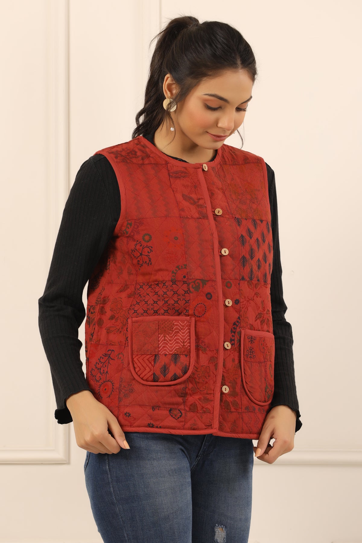 Printed women quilted jacket